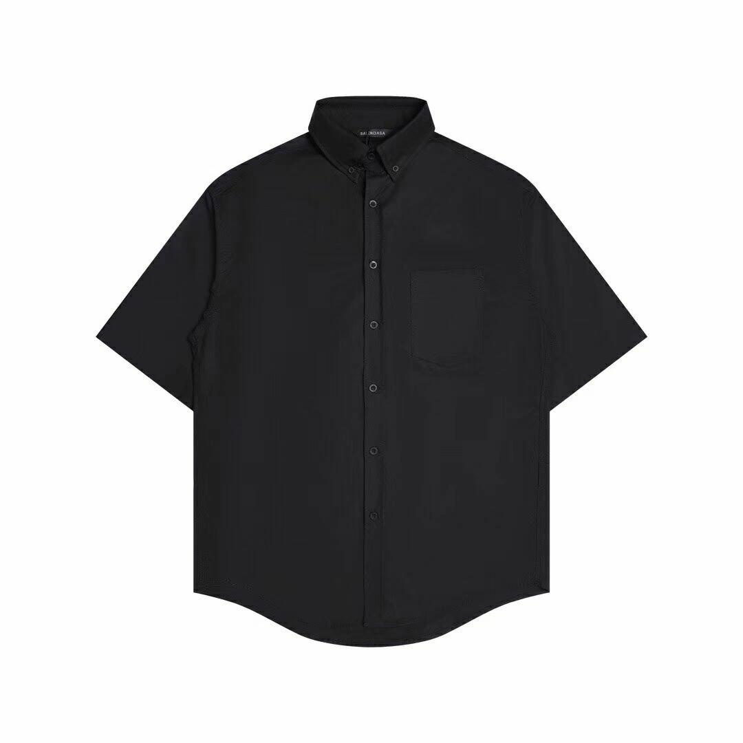 Balenciaga 黄胶带印花単排扣短袖衬衫 - 高品質な着心地