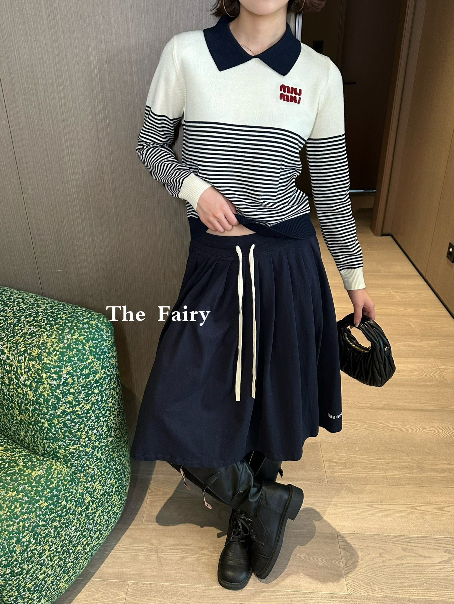 미우미우 여성 스트라이프 코튼 카라 반팔 티셔츠 레플리카 5982 Miu Miu Women T Shirt