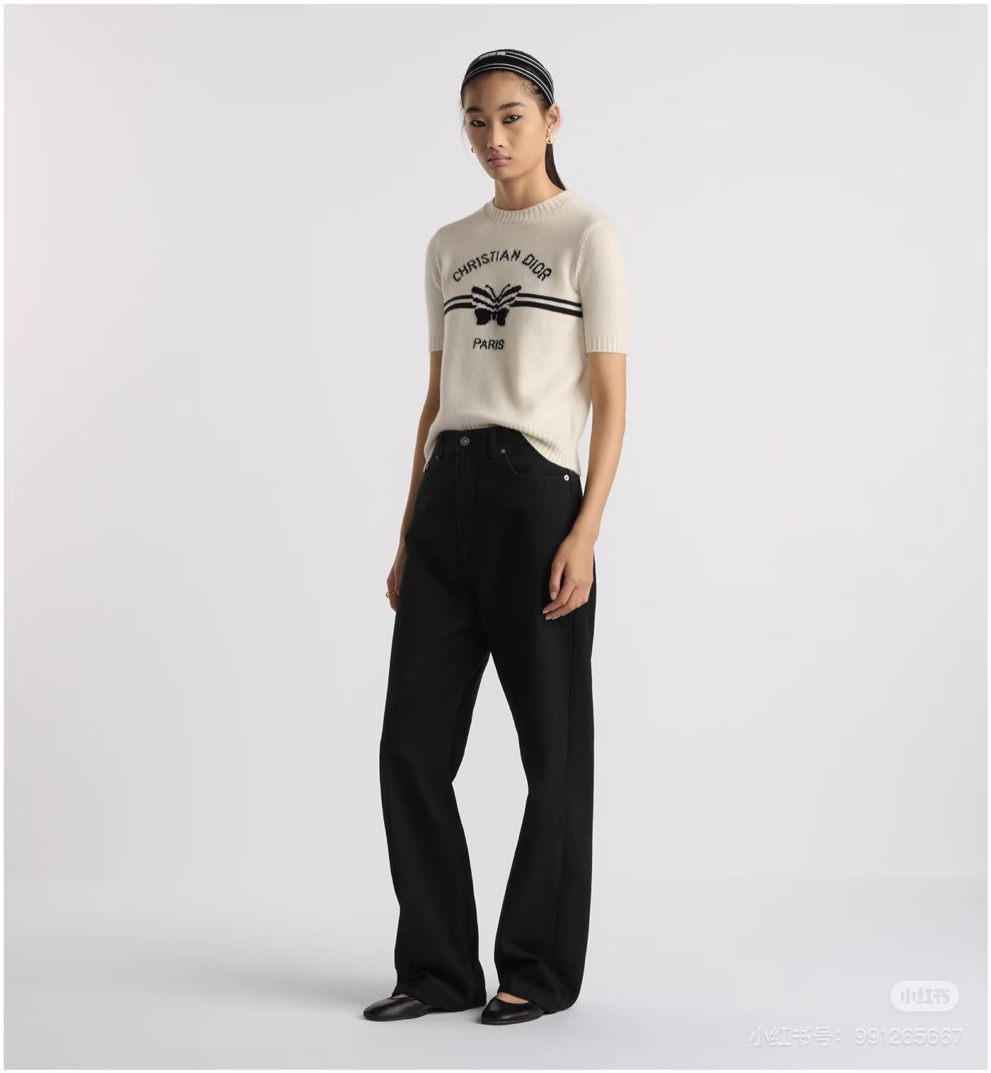 디올 여성 크루넥 데님 캐시미어 반팔 니트 레플리카 6063 Dior Women T Shirt