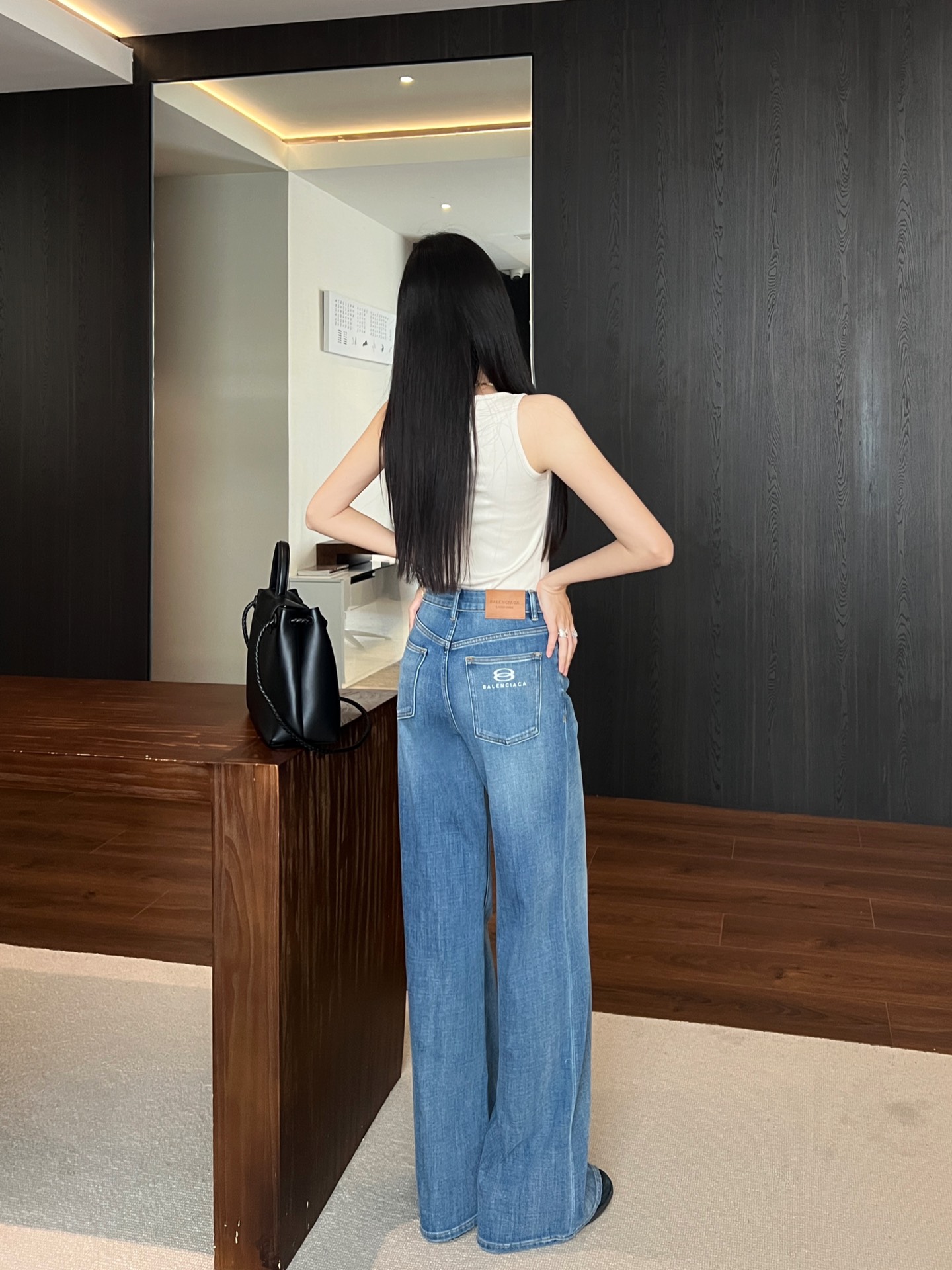 발렌시아가 자수 로고 데님 스트레이트 바지 102347 이미지 2