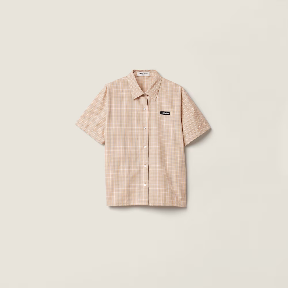 미우미우 여성 체크 코튼 카라 반팔 티셔츠 레플리카 18492 Miu Miu Women T Shirt