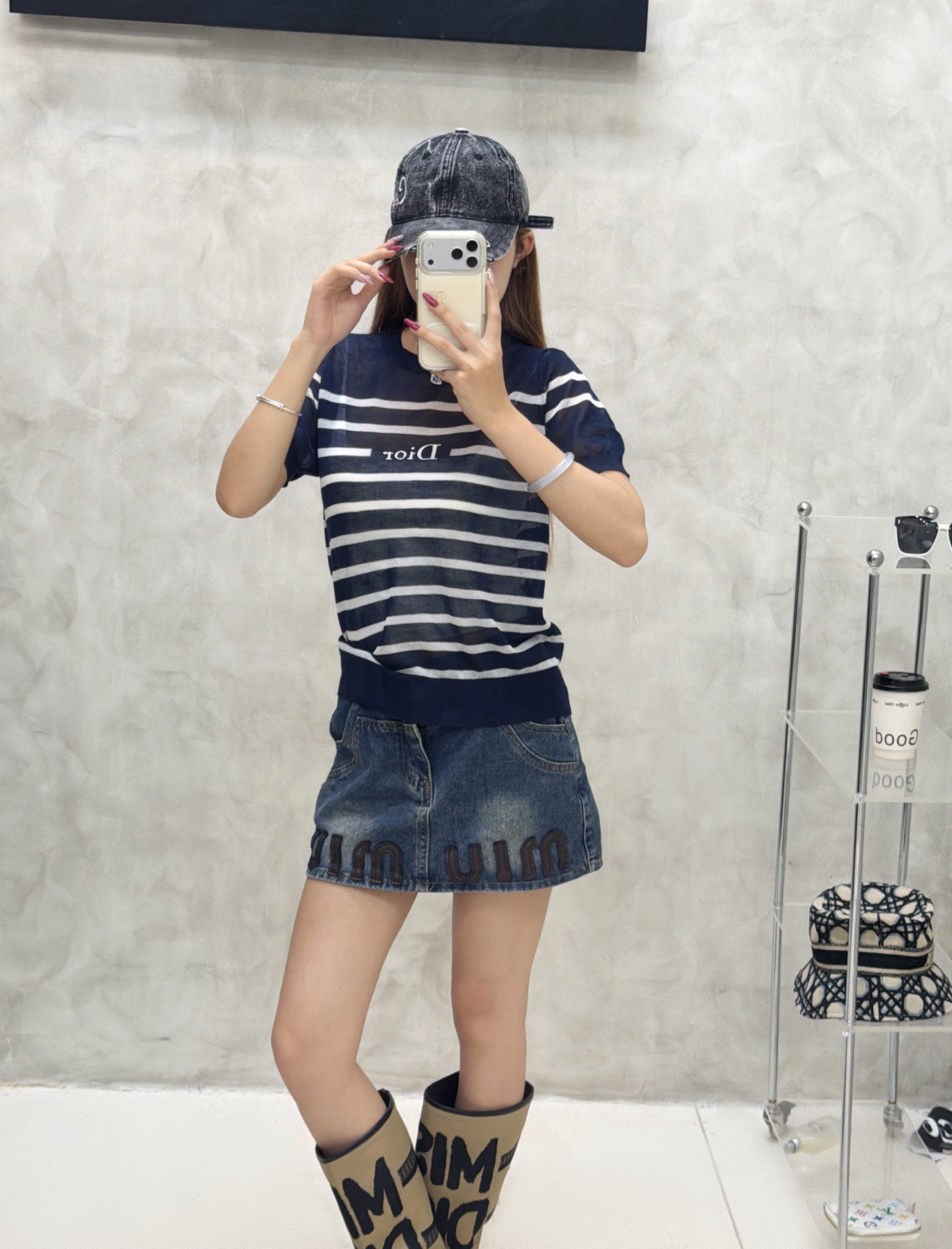 디올 여성 2026SS 스트라이프 크루넥 반팔 니트 레플리카 45186 Dior Women T Shirt