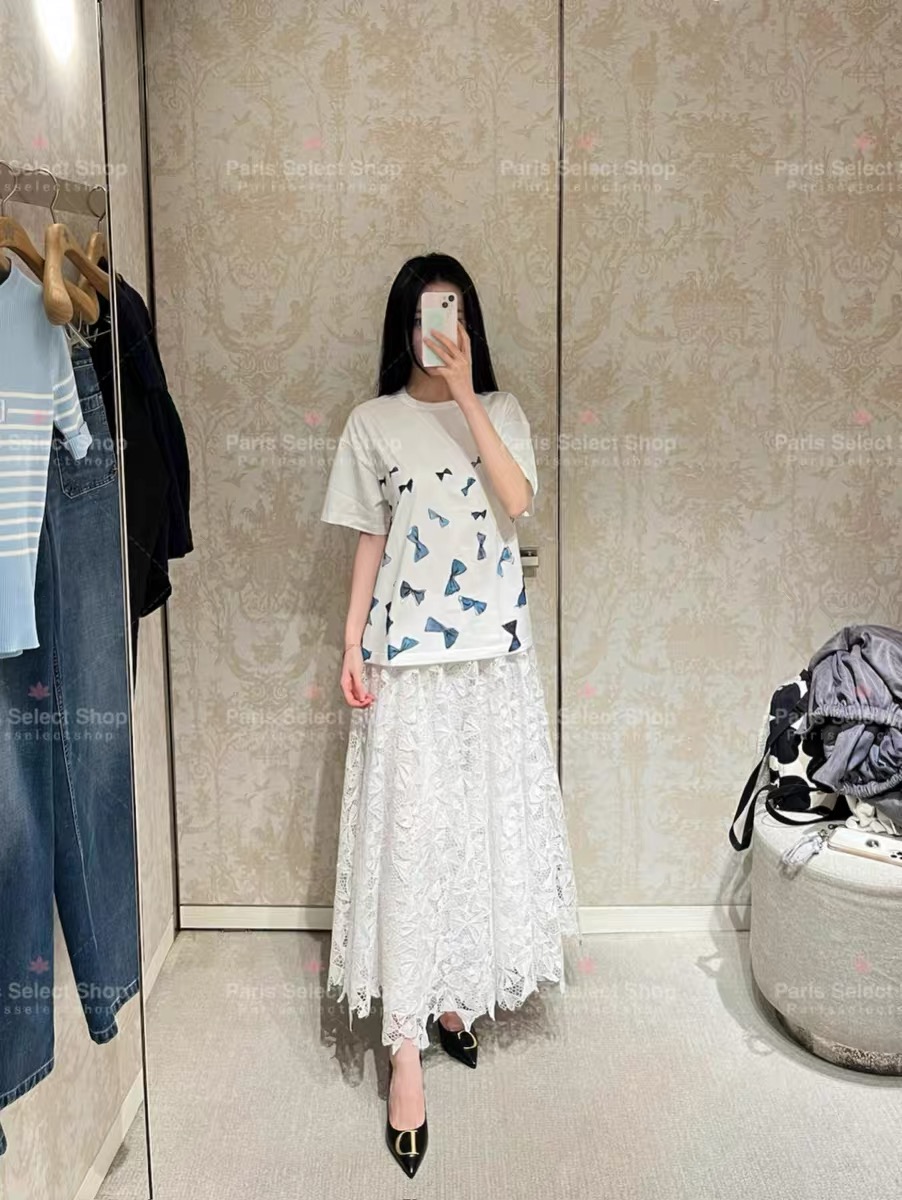 디올 여성 프린트 리본 오버핏 크루넥 반팔 티셔츠 레플리카 45174 Dior Women T Shirt