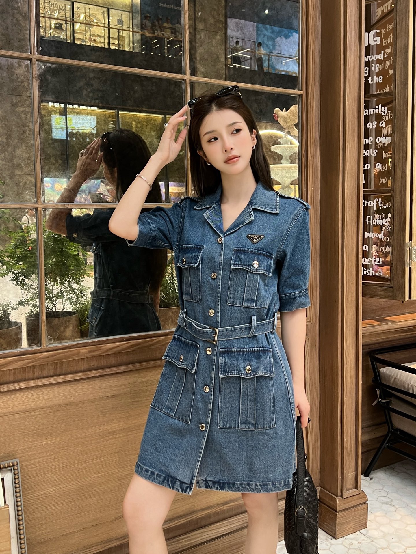 프라다 여성 데님 로고 벨트 원피스 레플리카 45808