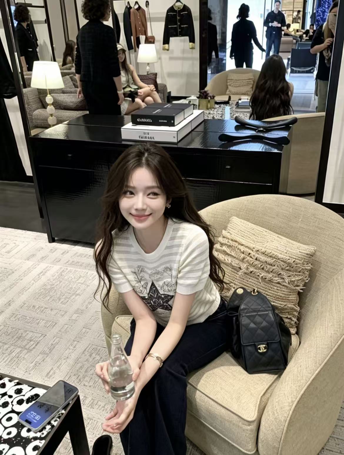 디올 자수 오성 니트 반팔 티셔츠 127839
