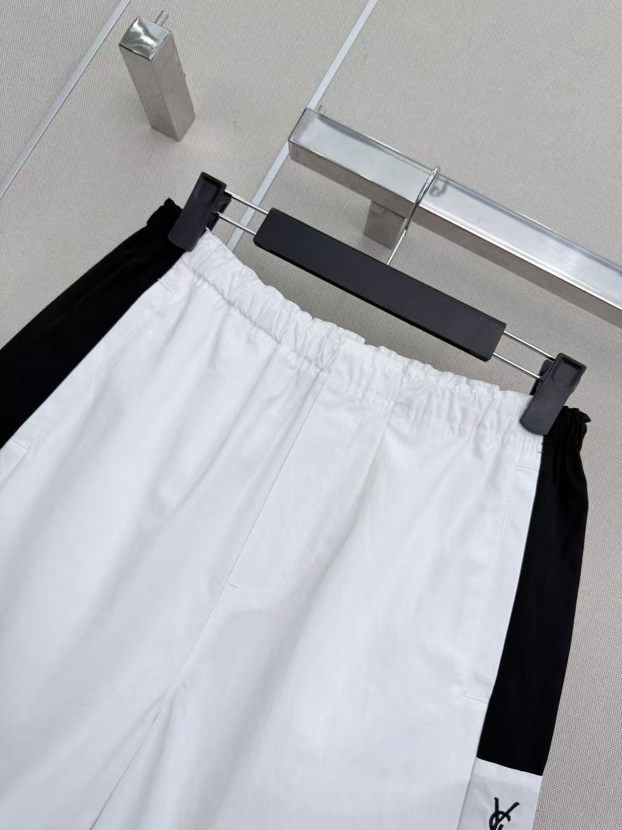 생로랑 컬러 블록 고무 밴드 허리 여성 반바지 상세 이미지 7