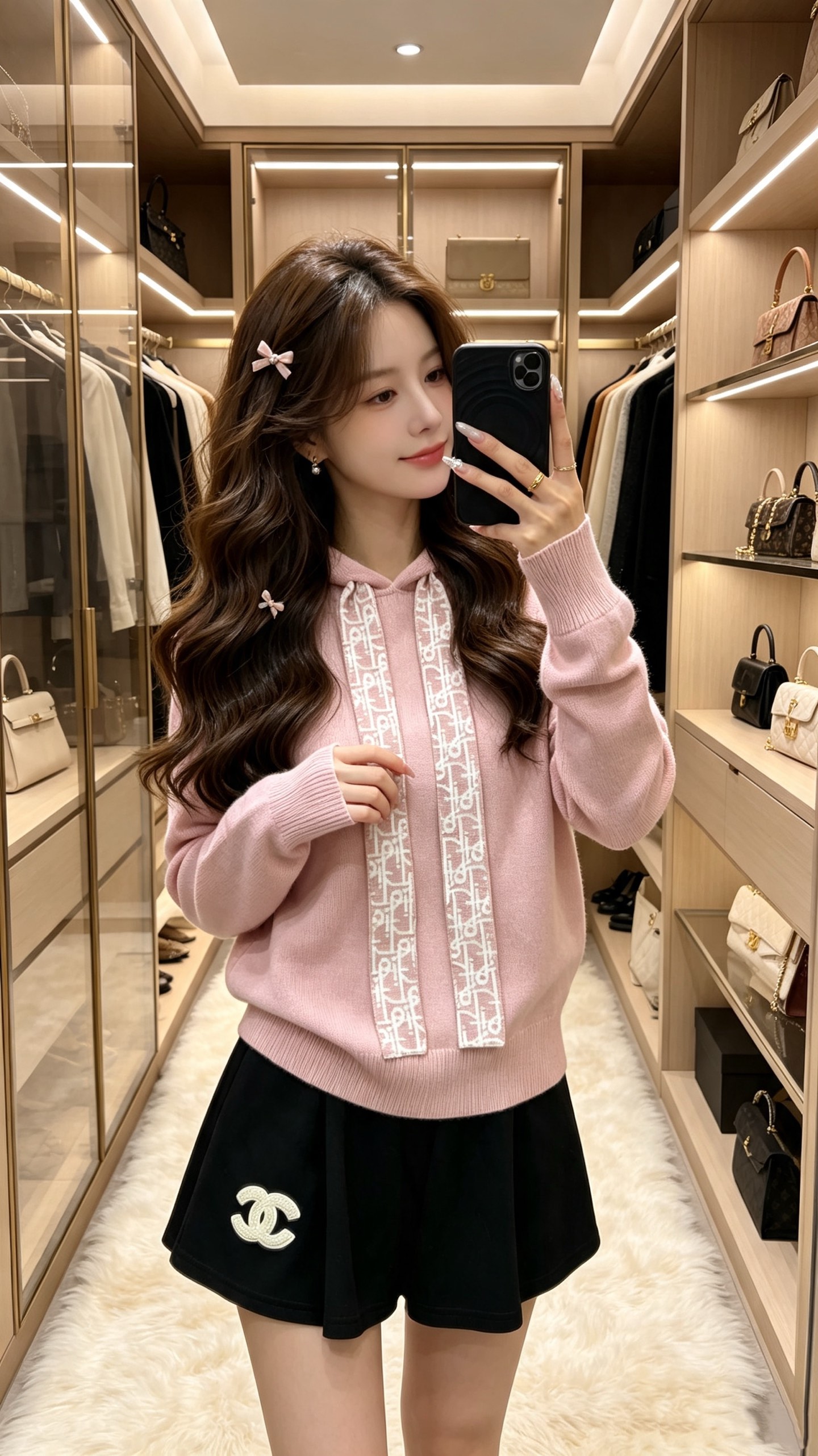 디올 울 혼방 후드 니트 스웨터 146551