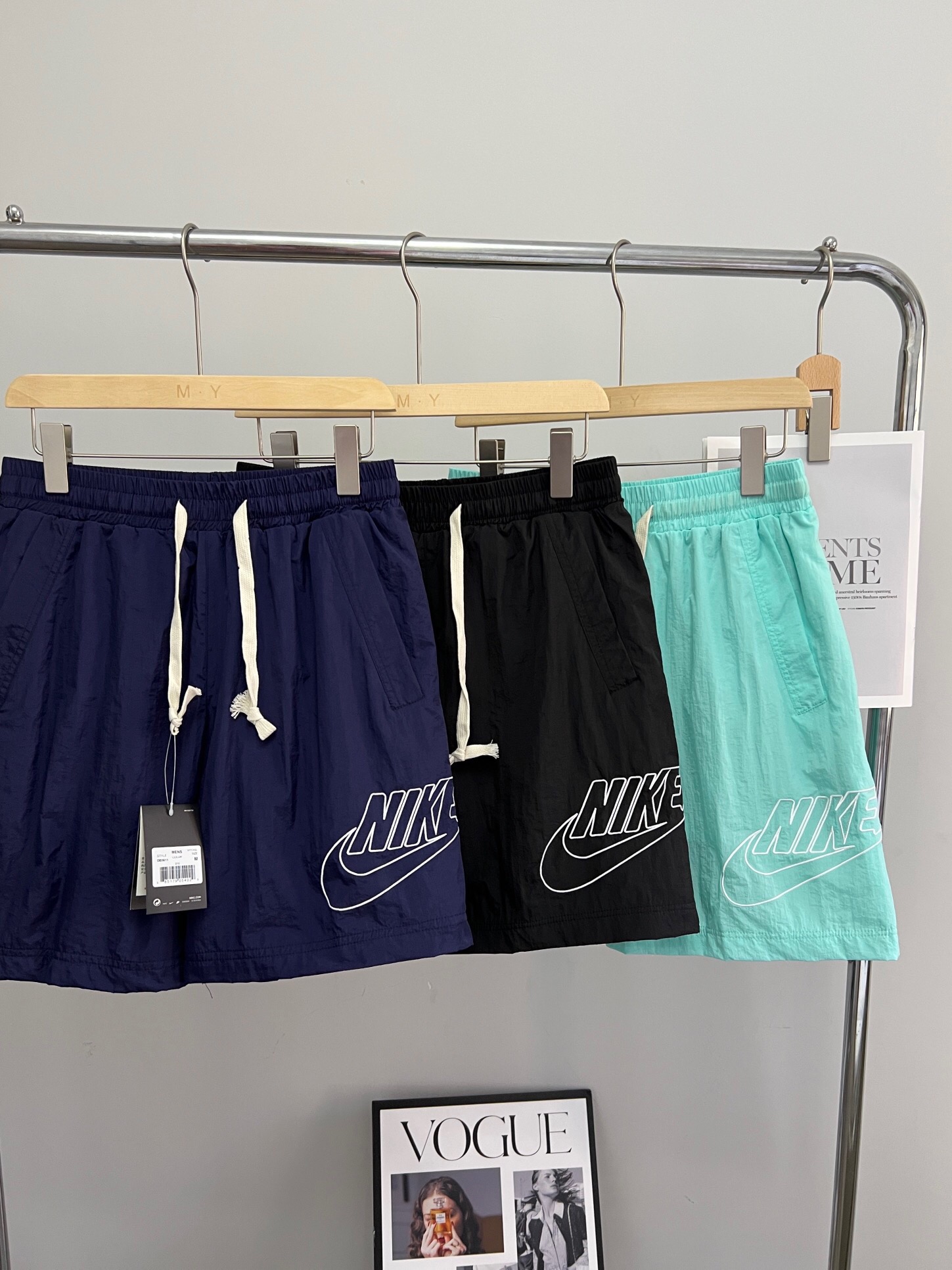 Nike mirror quality
 Clothing Pants & Trousers Shorts Black Blue Embroidery Mesh Cloth Summer Collection Fashion Casual