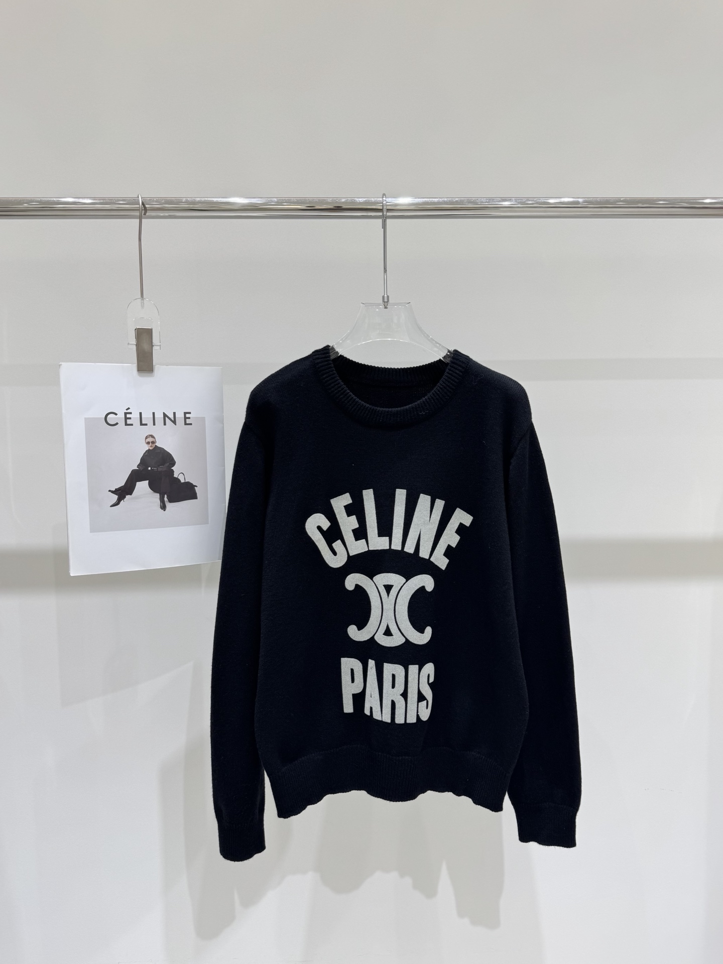 NO:454464,Real photos New Celin* Arc de Triomphe alphabet printed round neck knit top, celine, alexander wang19860909实拍图 新款Celin*凯旋门字母印花圆领针织上衣,,celine,alexander wang,Women's clothing