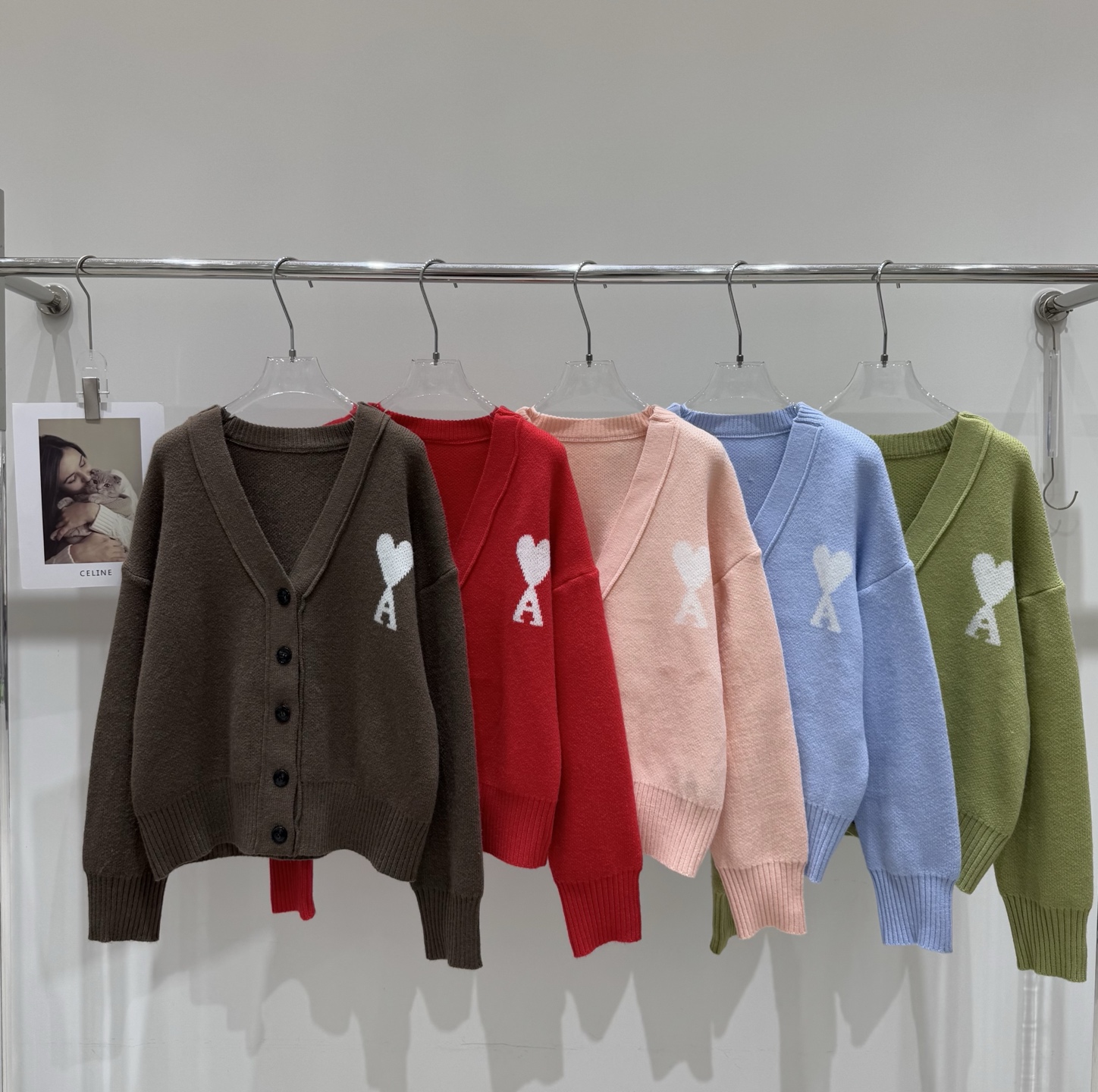 NO:609999,Real photos of the new Ami pari* embroidered love oversize solid color knitted jacket, versace, jackets & coats, alexander wang19860909实拍图 新款Ami pari*刺绣爱心oversize纯色针织外套,,versace,jackets & coats,alexander wang,Women's clothing