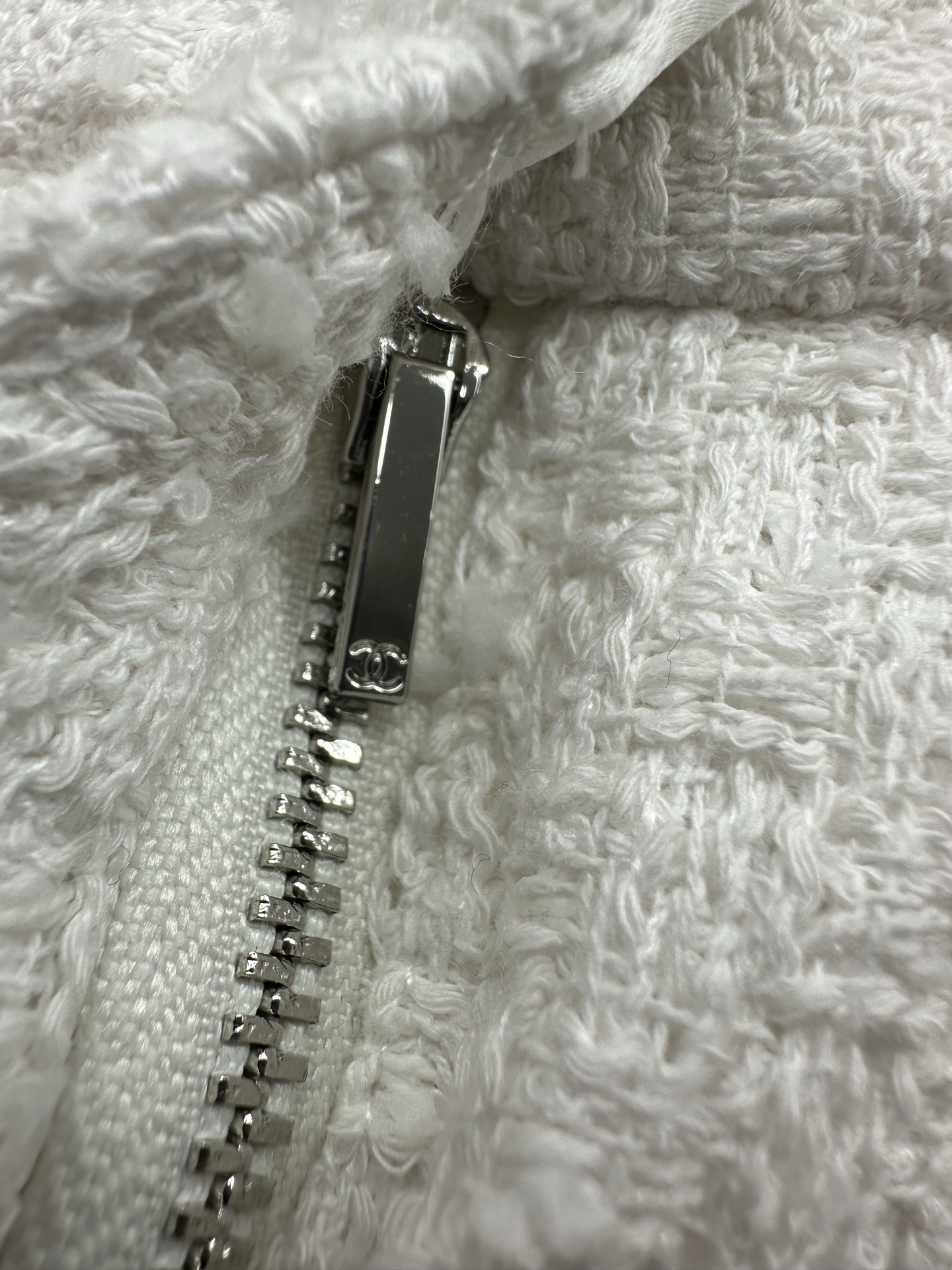 Chanel White Tweed Camellia Coat & Shorts Suit