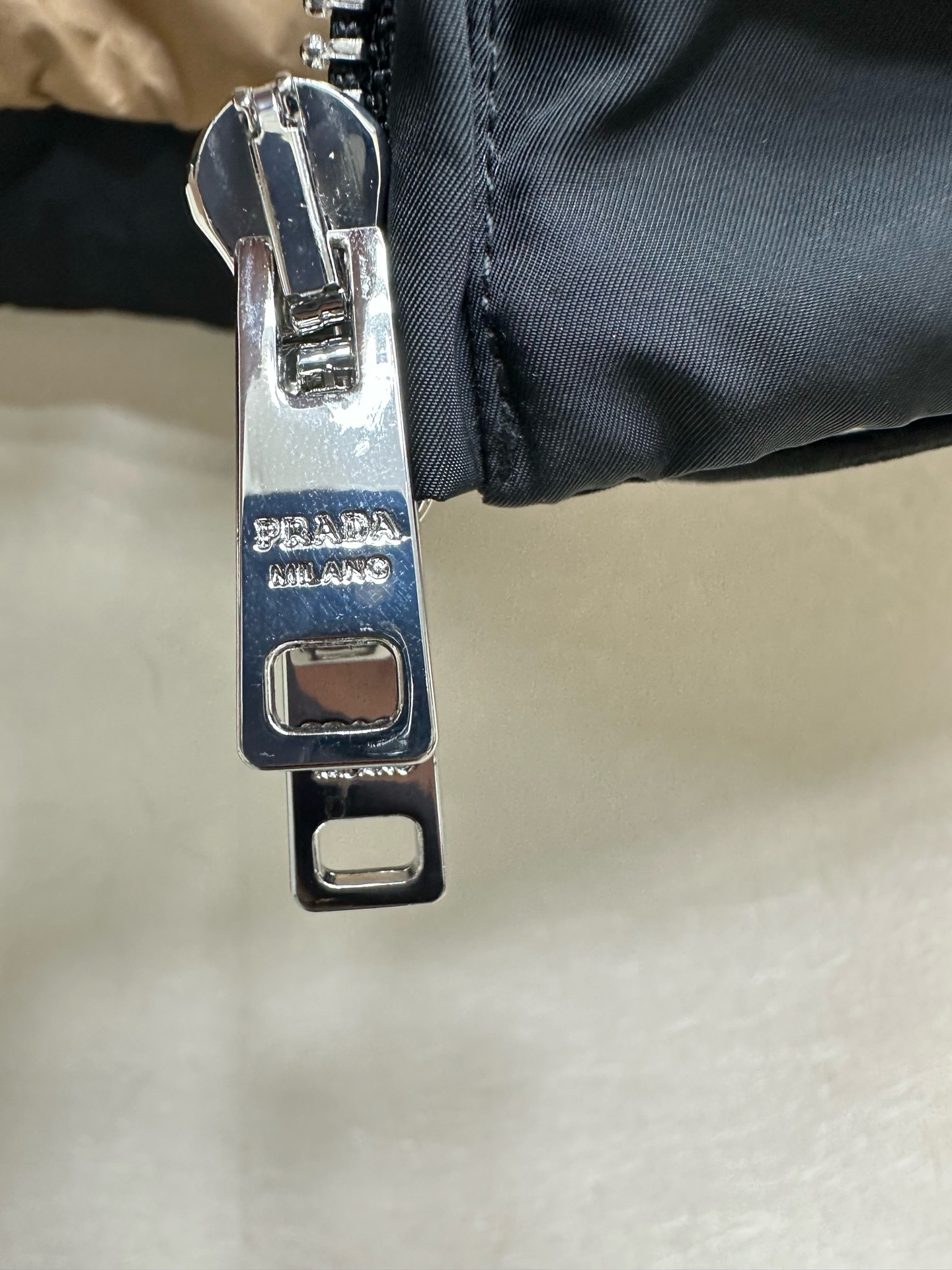 Prada Navy Belted Puffer Coat