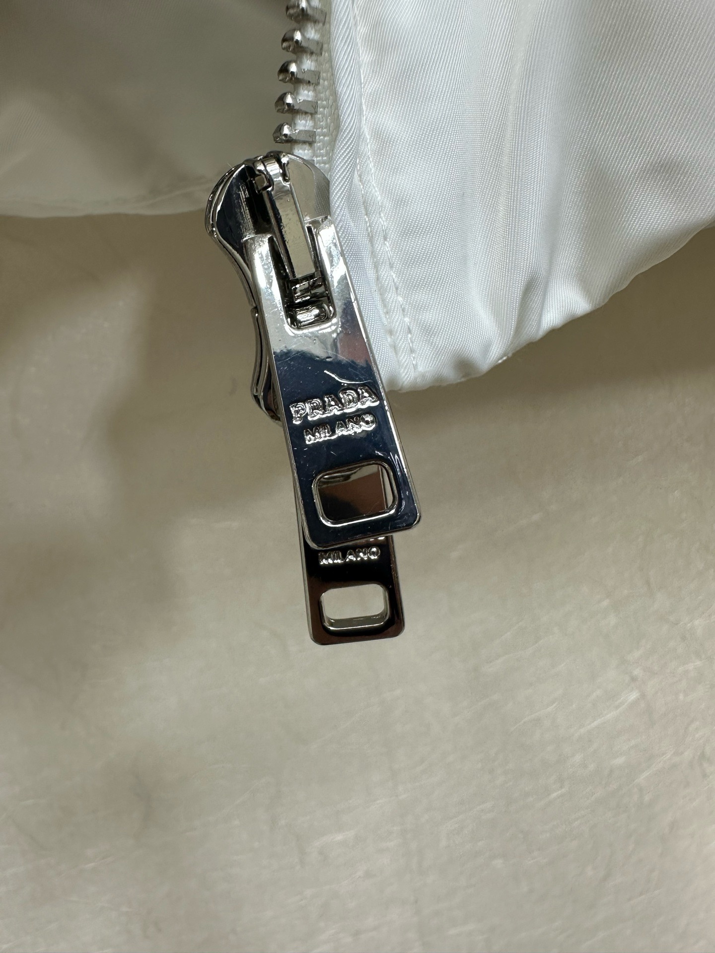 Prada White Belted Puffer Coat