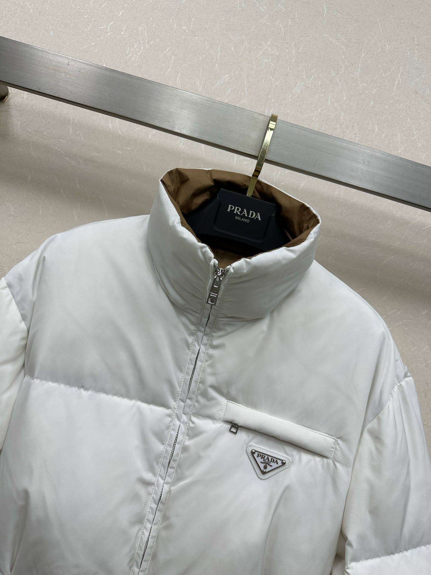 Prada White Belted Puffer Coat
