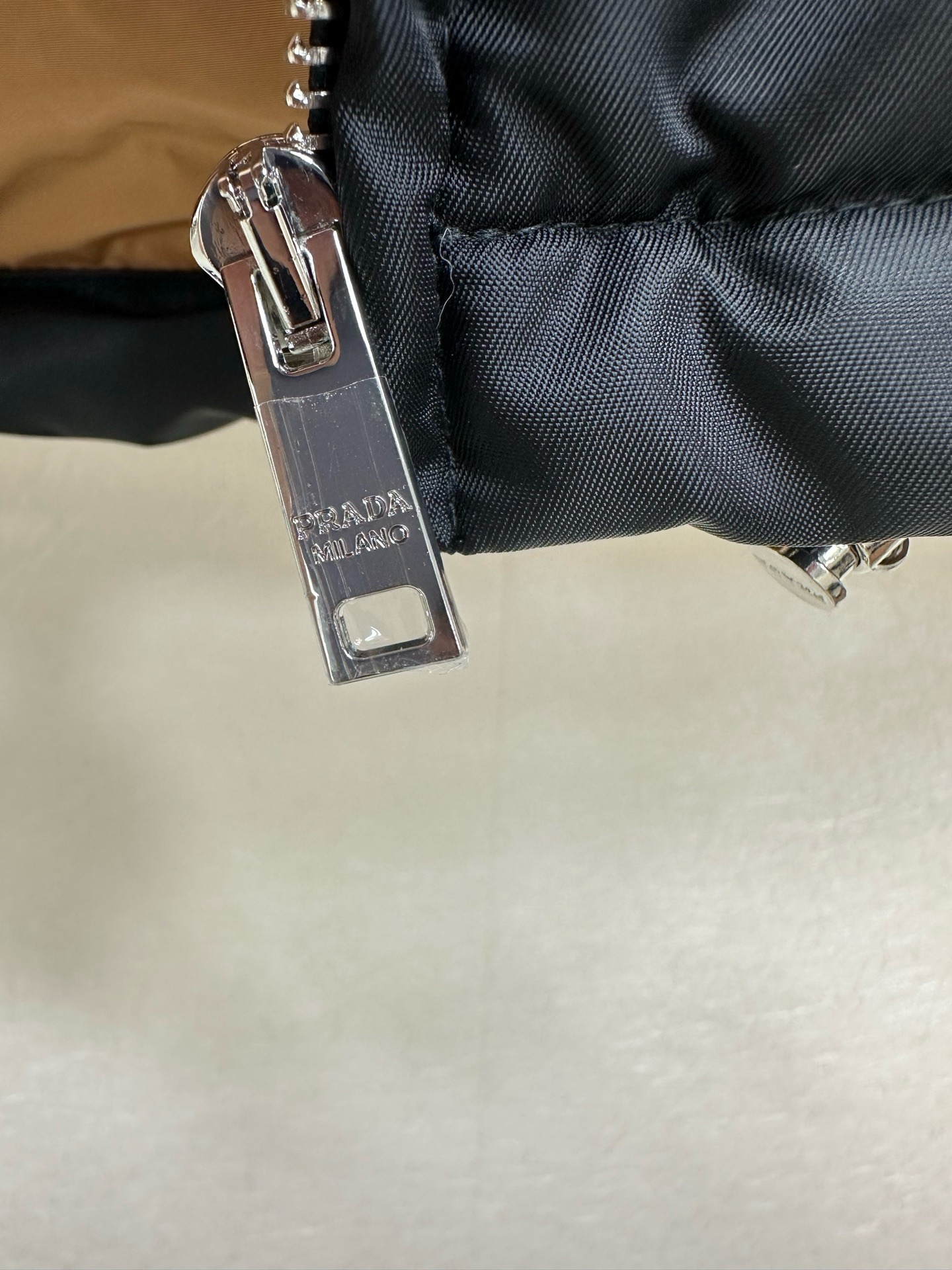 Prada Navy Contrast Hood Puffer Jacket