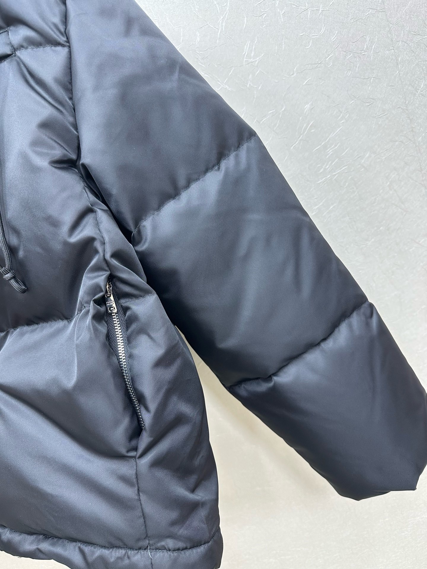 Prada Navy Contrast Hood Puffer Jacket