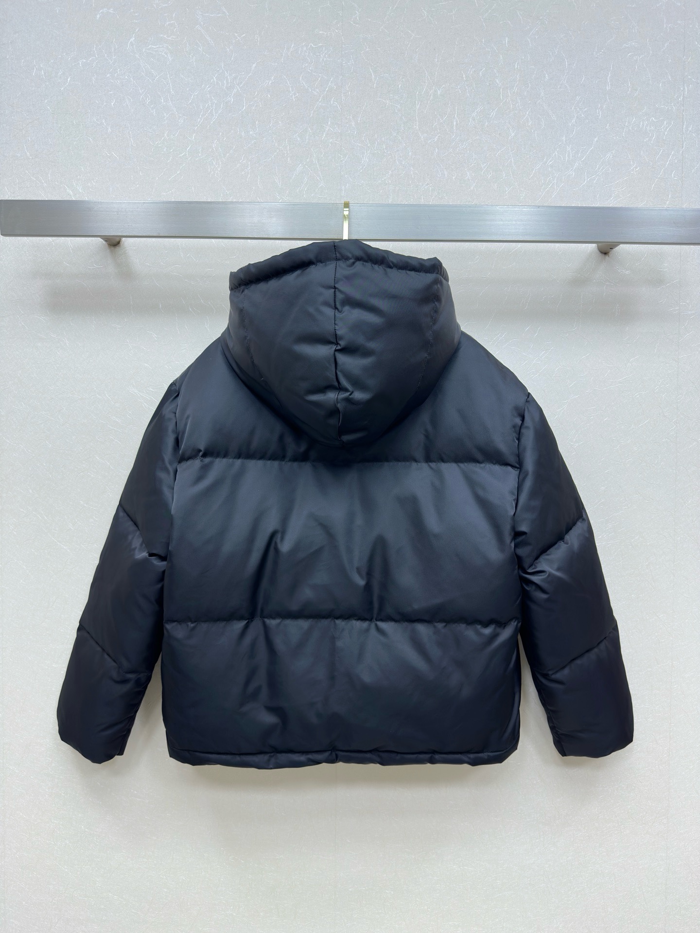 Prada Navy Contrast Hood Puffer Jacket