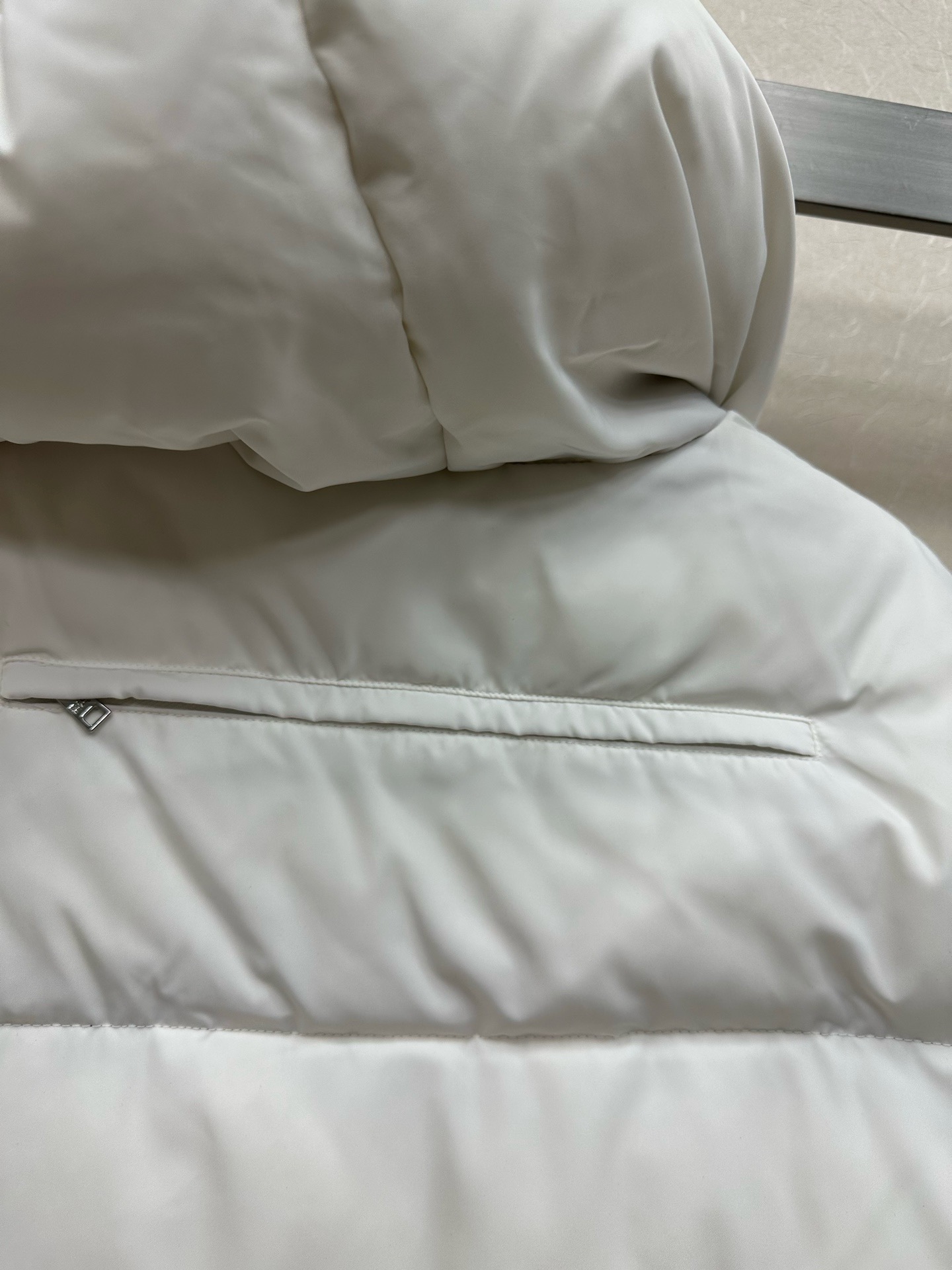 Prada White Contrast Hood Puffer Jacket