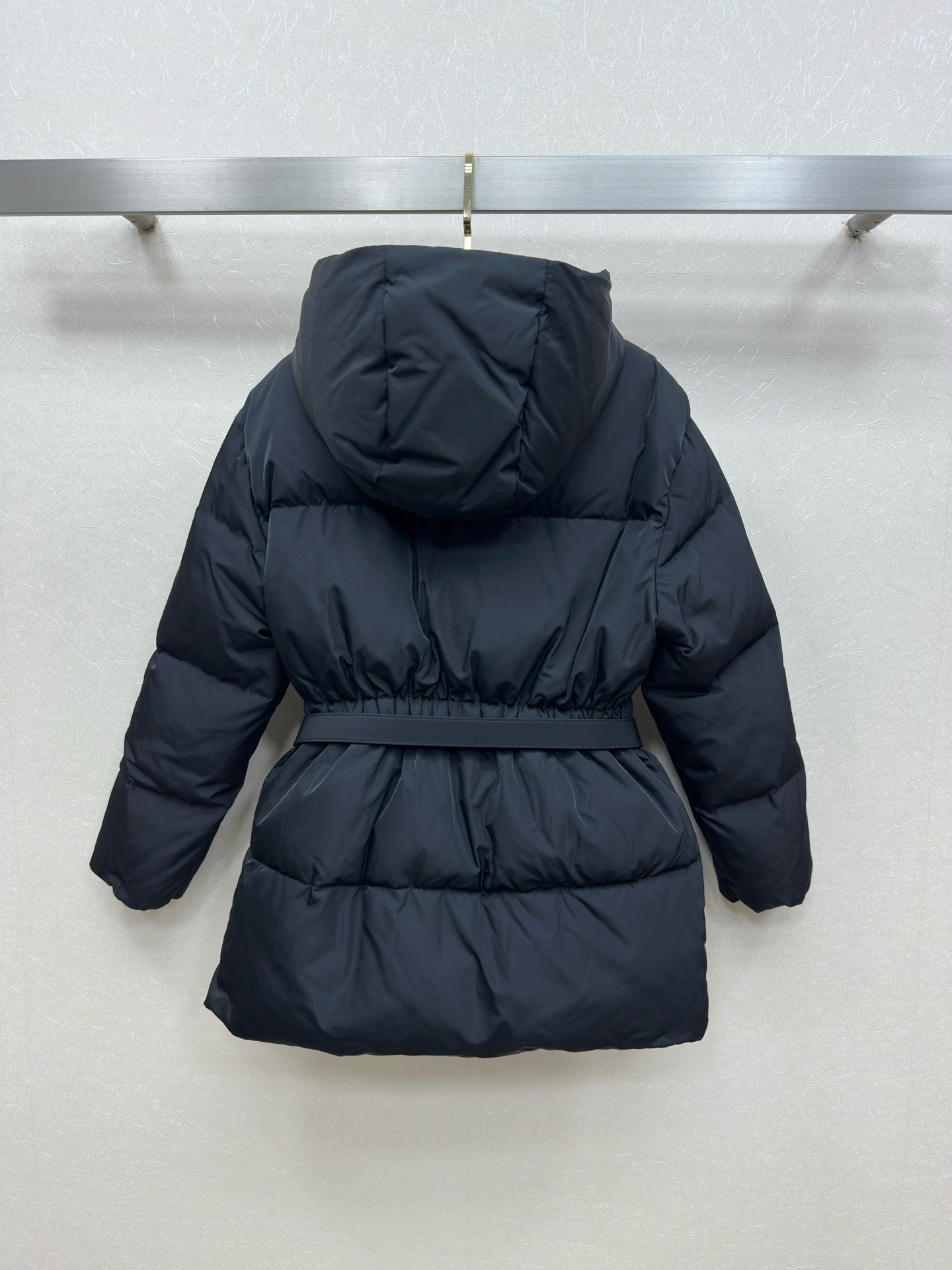 Prada Navy Belted Puffer Jacket