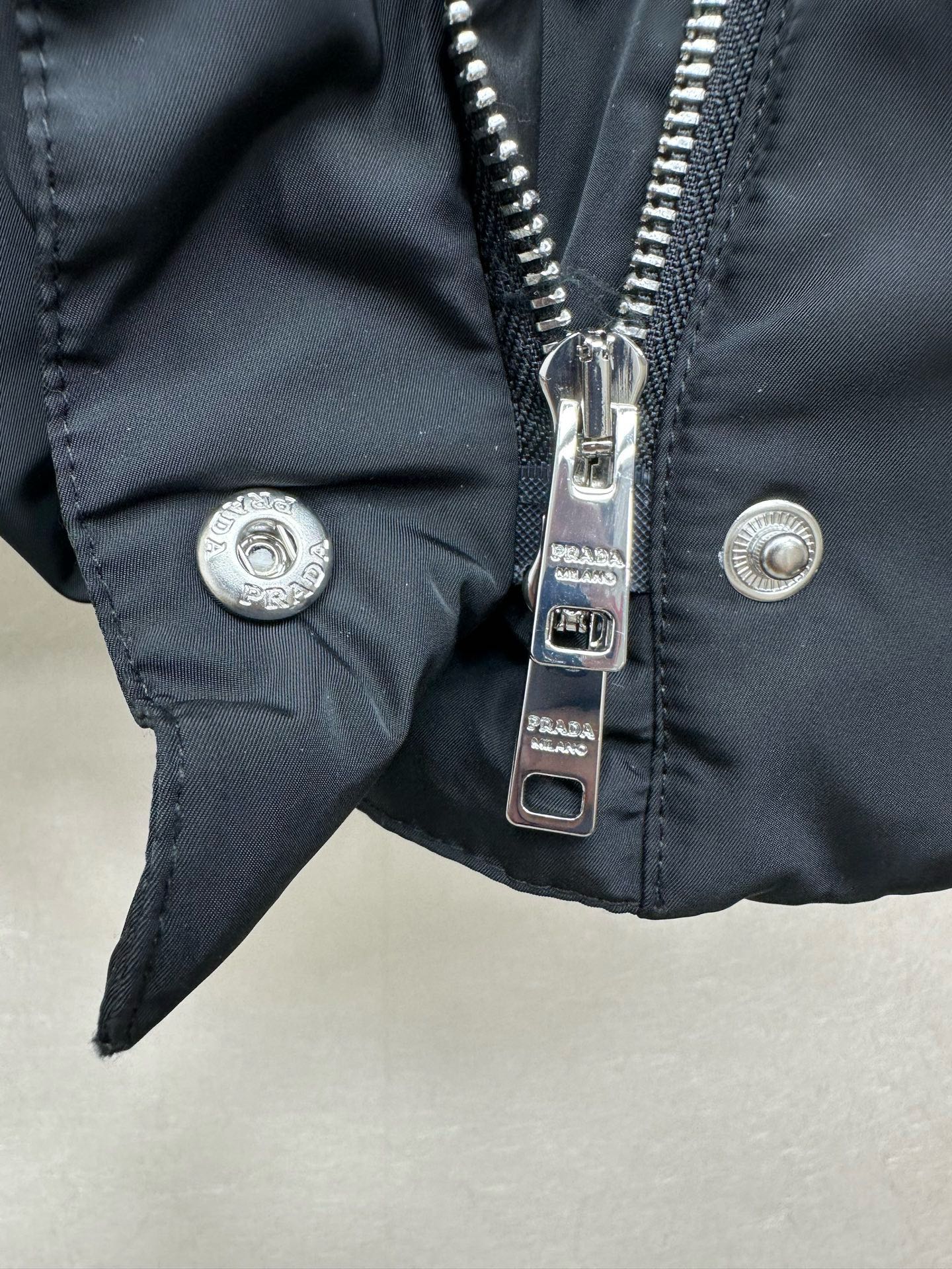 Prada Navy Pouch Belt Puffer Jacket