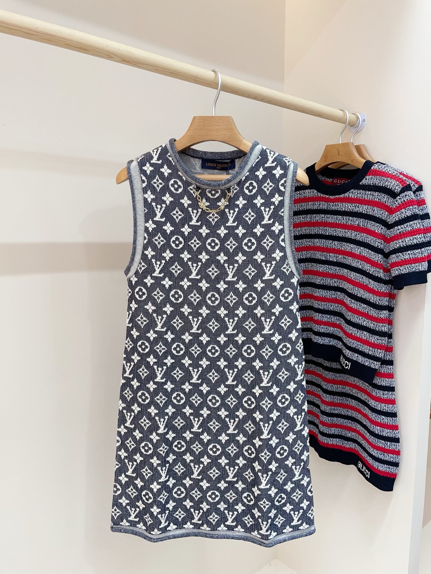Louis Vuitton Monogram Jacquard Knit Sleeveless Dress, Gray, Summer 2025 2 i1748005631514 492 0 0