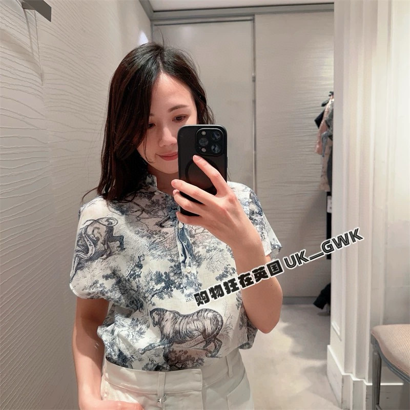 Dior Jungle Print Lightweight Blouse, Elegant Silk-Cotton Blend, S-L 3 i1747057320284 9260 0 2