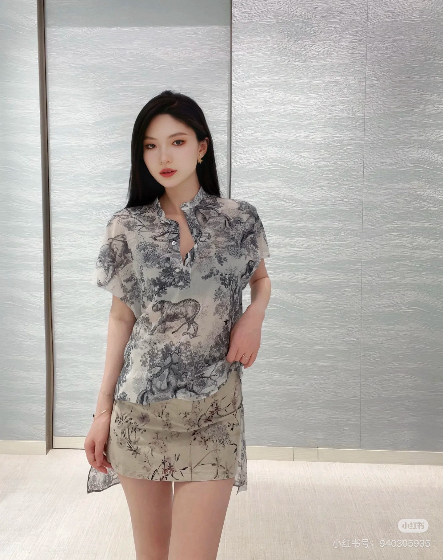 Dior Jungle Print Lightweight Blouse, Elegant Silk-Cotton Blend, S-L 1 i1747057320441 6387 0 0