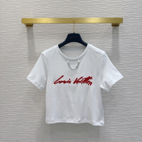 Louis Vuitton Women's Embroidered Logo Chain Tee - Short Sleeve, Slim Fit 1 Louis Vuitton Women's Embroidered Logo Chain Tee - Short Sleeve, Slim Fit