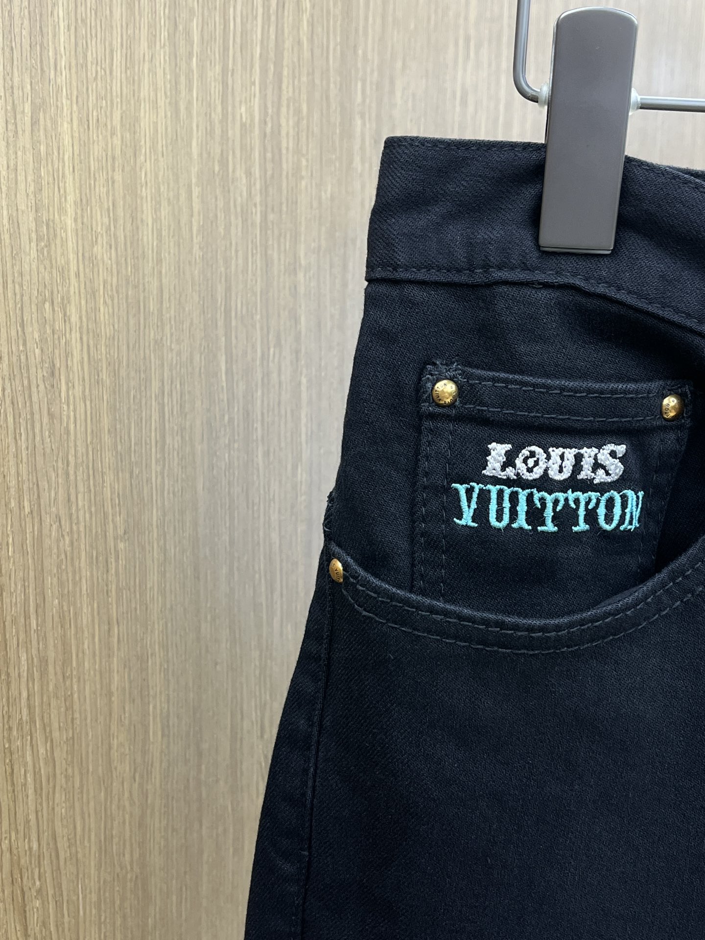 Louis Vuitton Black Denim Jeans with Embroidered Logo, Slim Fit 6 i1760735824 2232 2