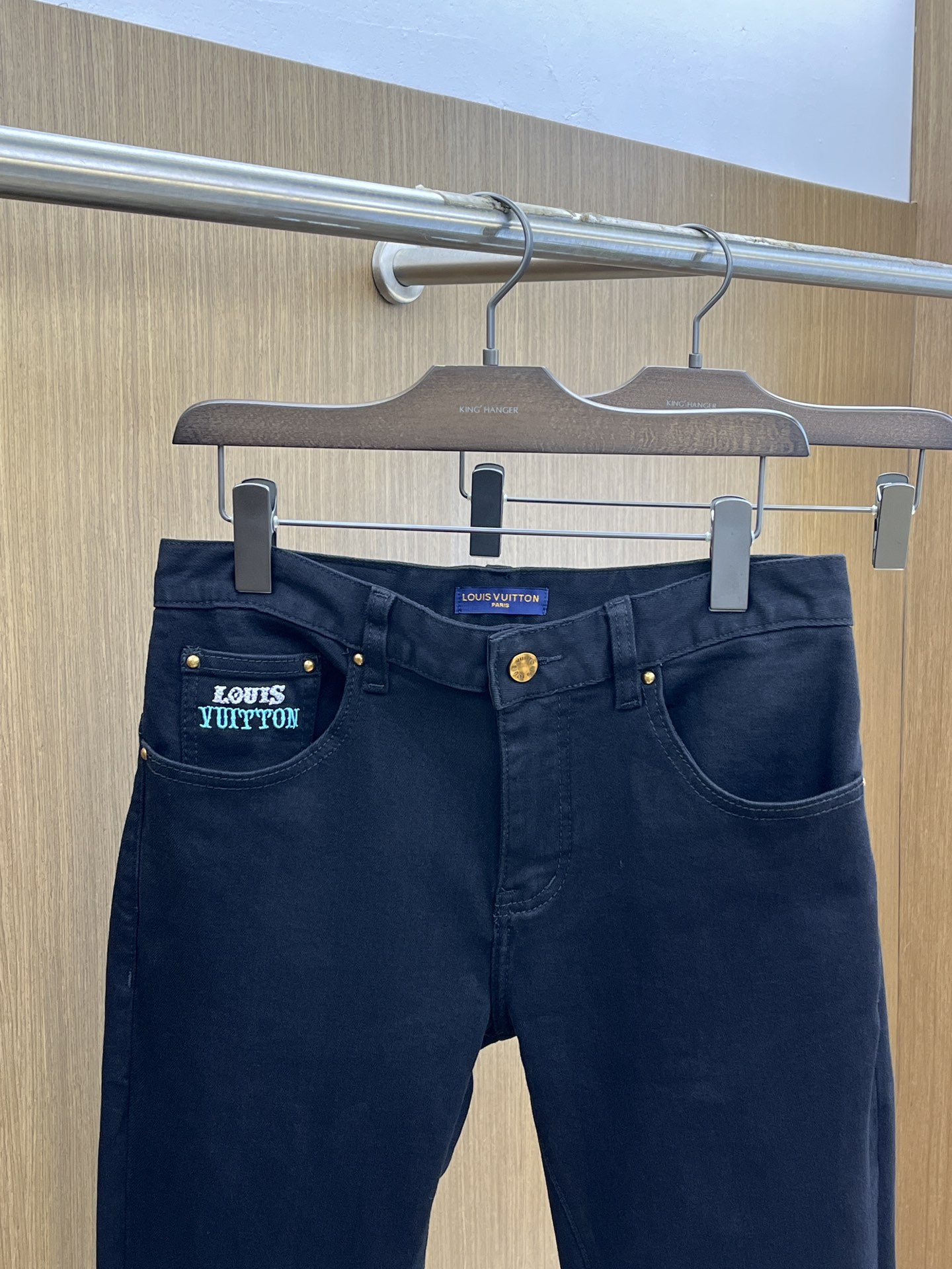 Louis Vuitton Black Denim Jeans with Embroidered Logo, Slim Fit 4 i1760735824 8801 4