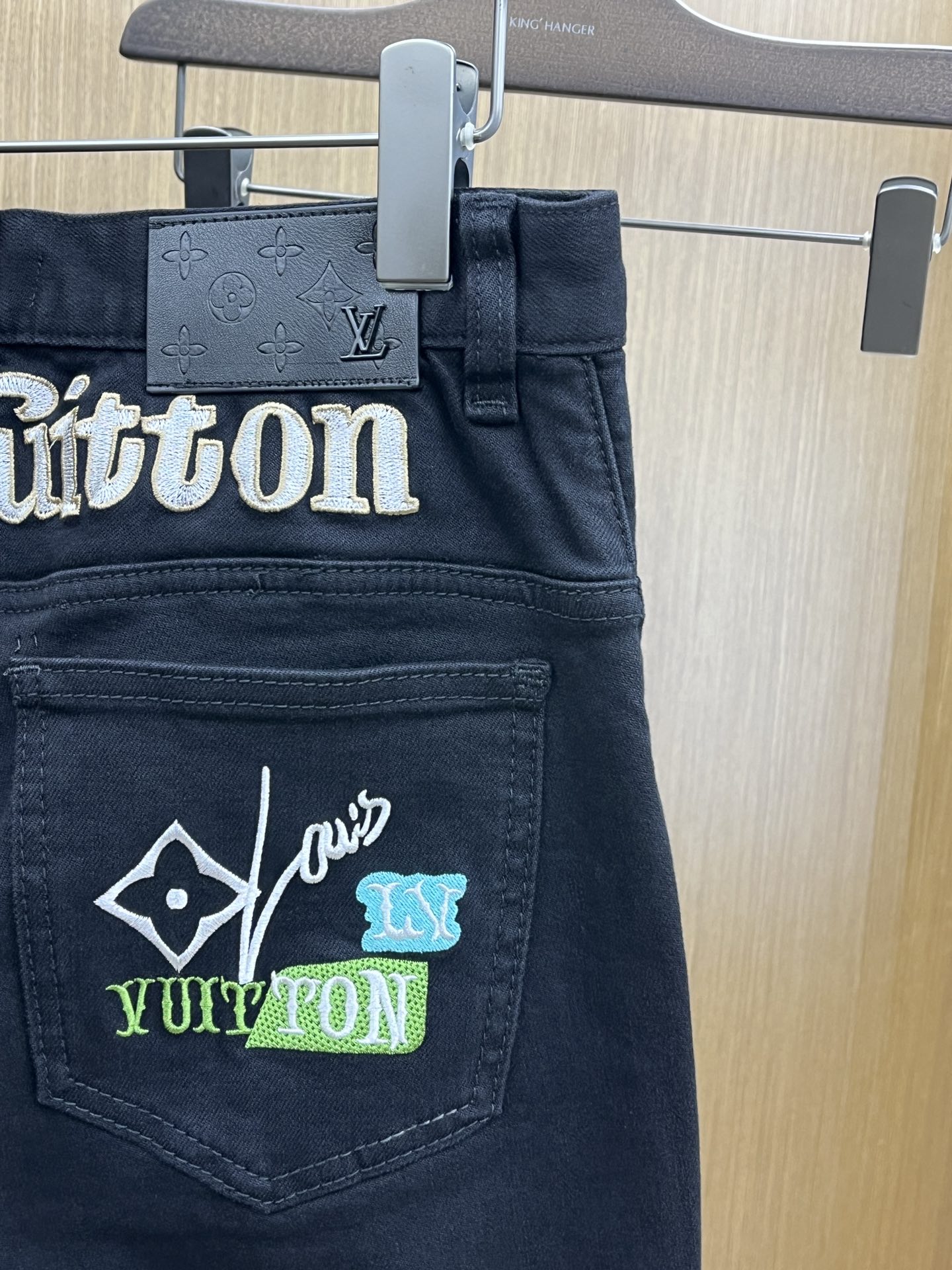 Louis Vuitton Black Denim Jeans with Embroidered Logo, Slim Fit 10 i1760735825 5287 7