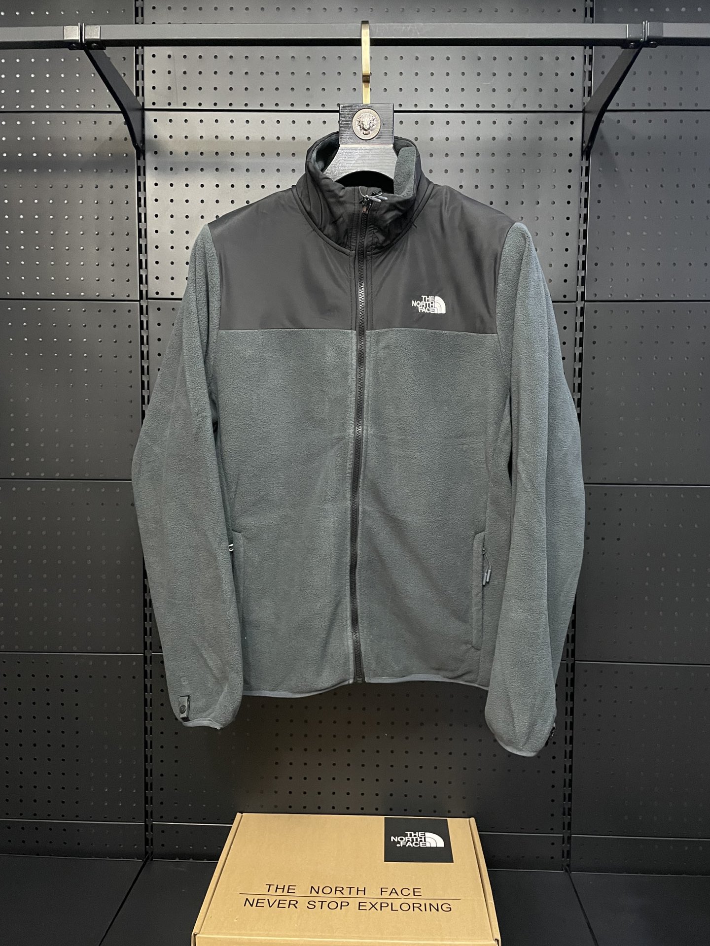 Gris [👌TheNorthFace Chaqueta de forro polar con paneles para hombre, nueva para primavera, otoño e invierno, deportes …