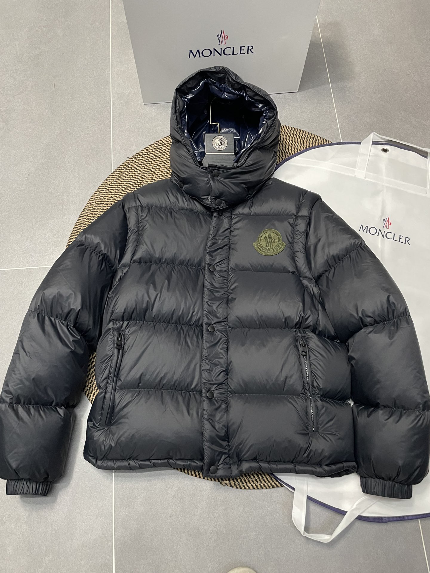 Moncler Clothing Coats & Jackets Black Chocolate color Unisex Nylon Winter Collection Hooded Top