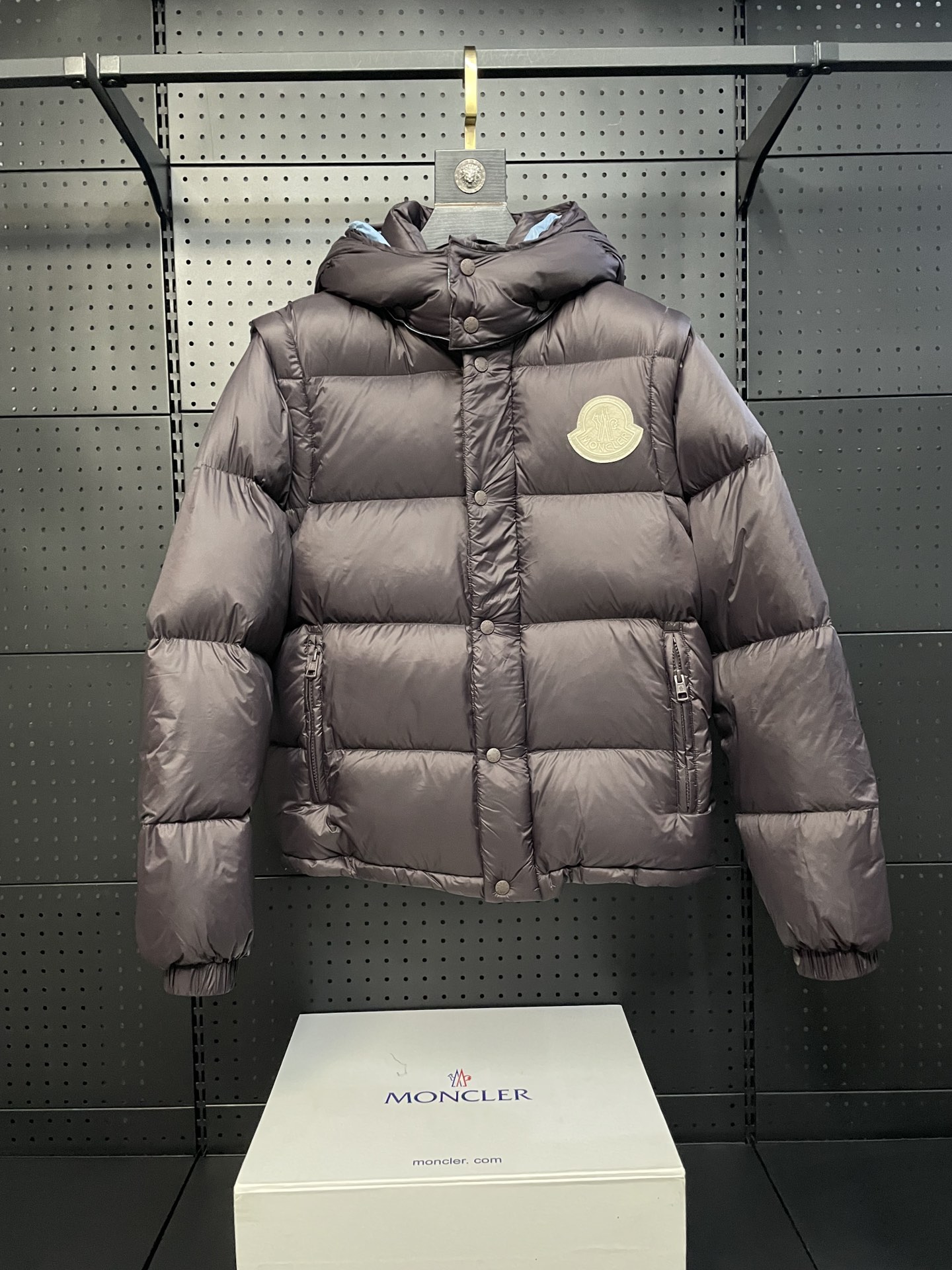 Moncler Clothing Coats & Jackets Black Chocolate color Unisex Nylon Winter Collection Hooded Top