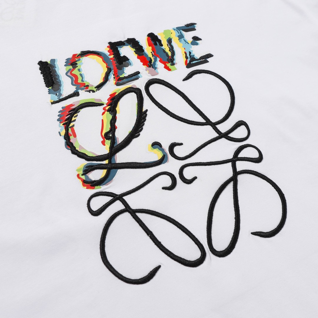 LOEWE/罗意威 水彩LOGO刺绣短袖 240克双纱面料32支纯棉