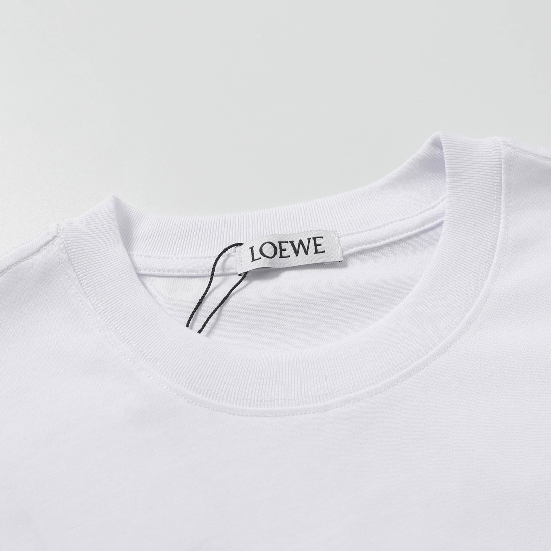 LOEWE/罗意威 水彩LOGO刺绣短袖 240克双纱面料32支纯棉