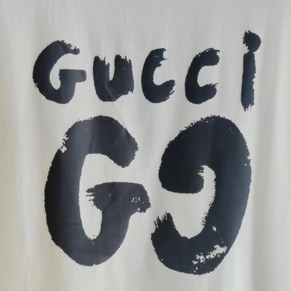 Gucci/古驰 24SS涂鸦手绘双G印花圆领T恤