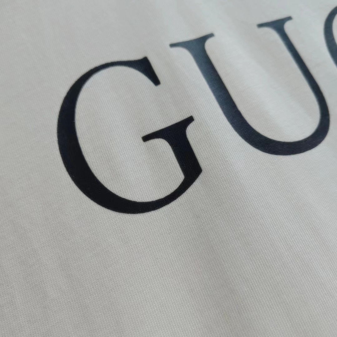 Gucci/古驰双G基础双环倒扣Logo印花短袖