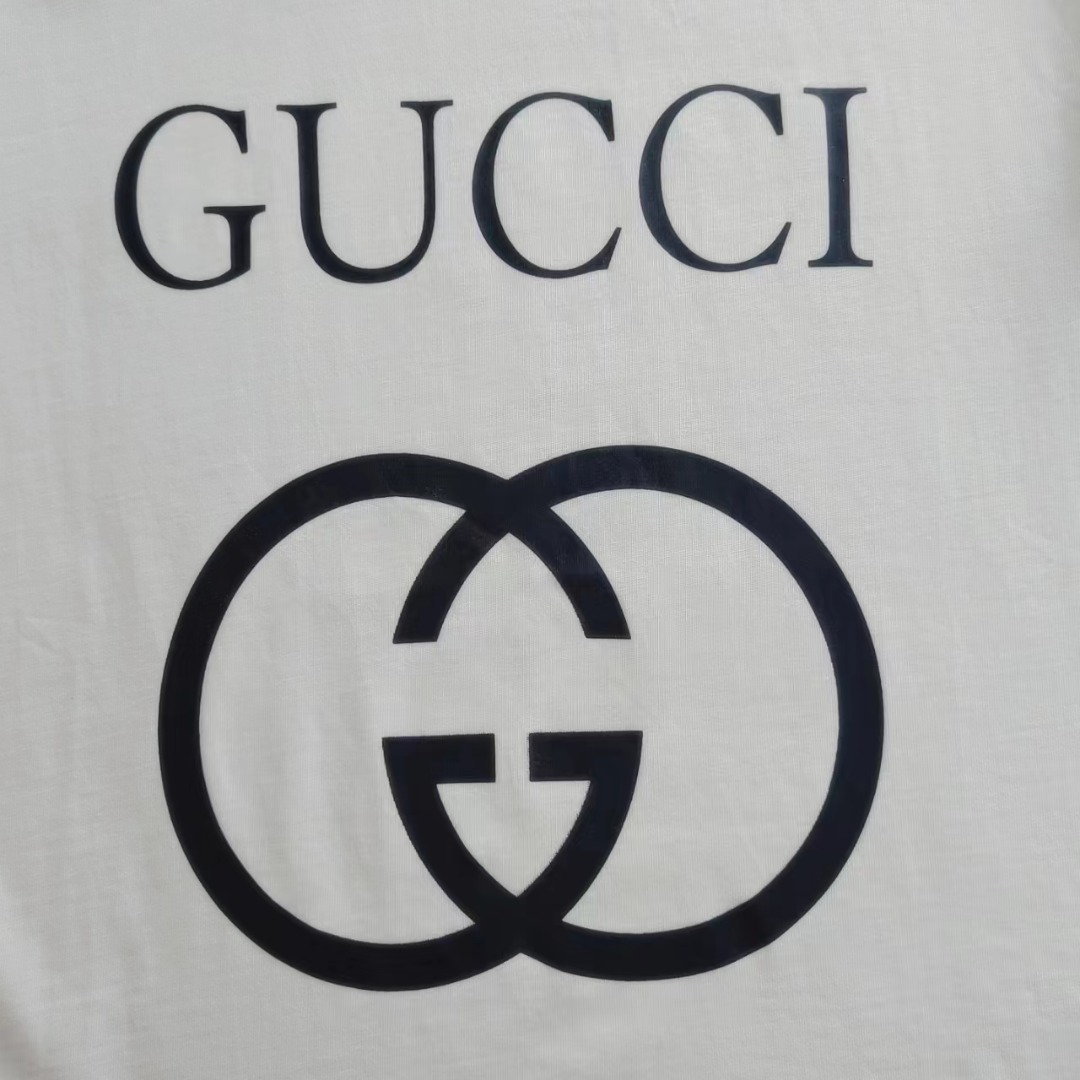 Gucci/古驰双G基础双环倒扣Logo印花短袖