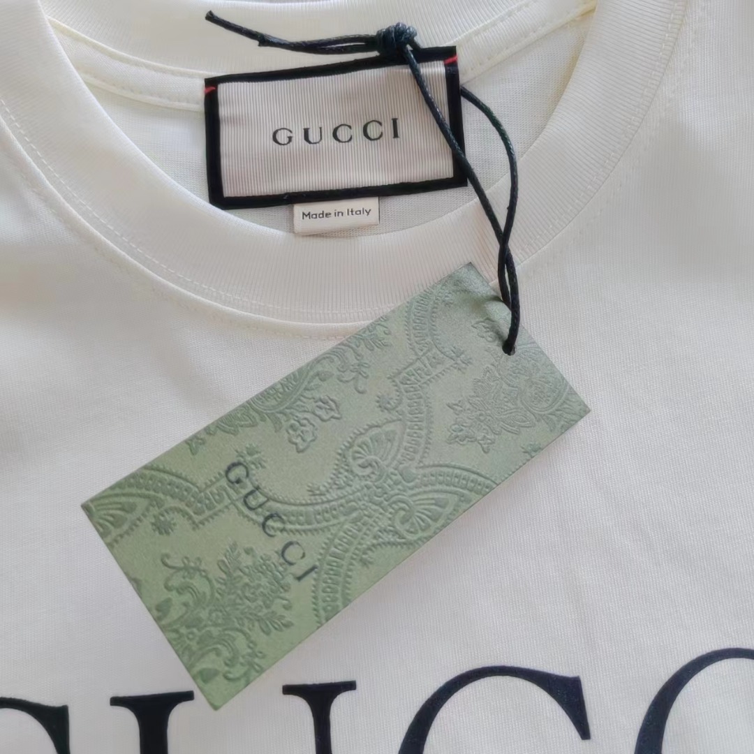 Gucci/古驰双G基础双环倒扣Logo印花短袖