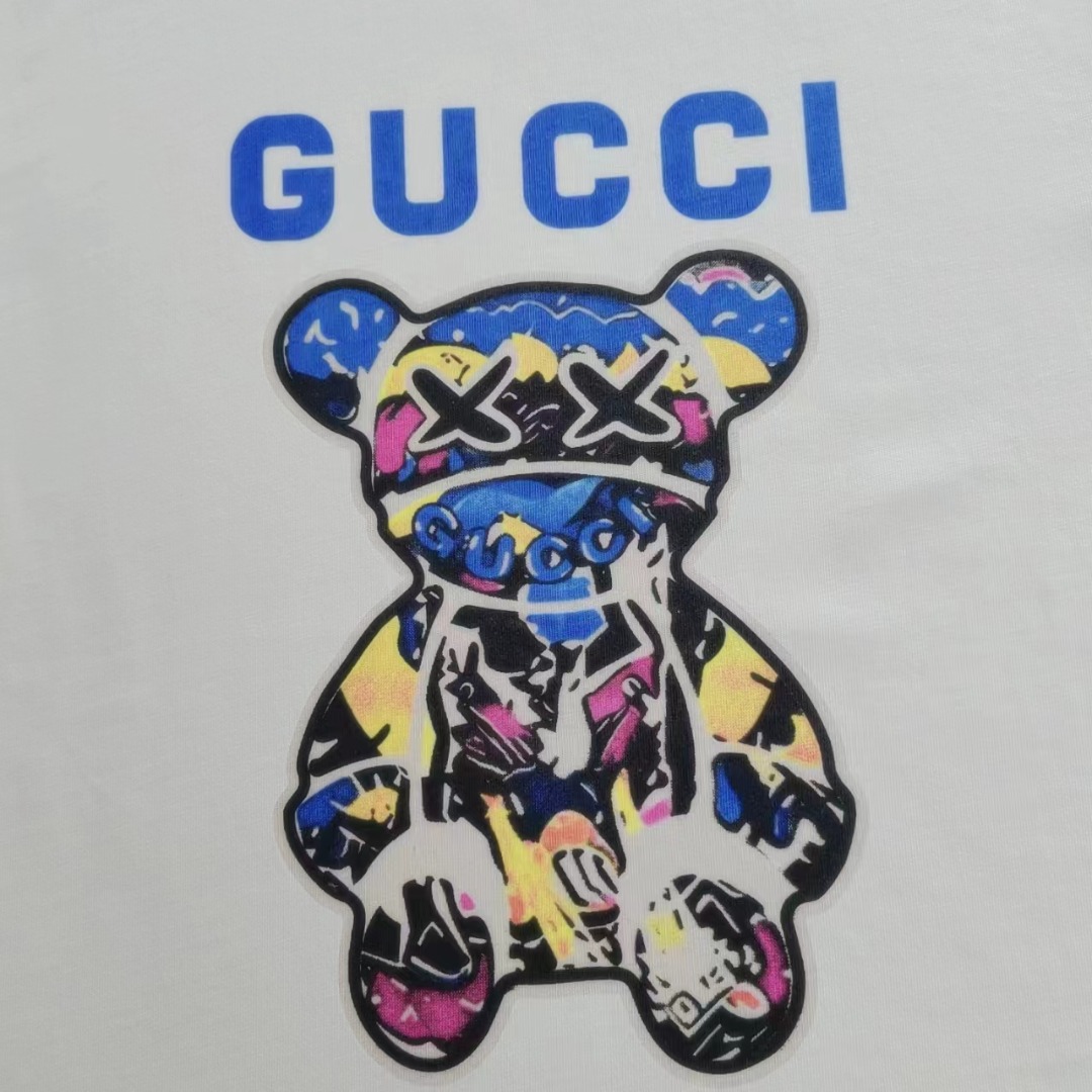 Gucci/古驰 彩色熊字母Logo印花短袖T桖