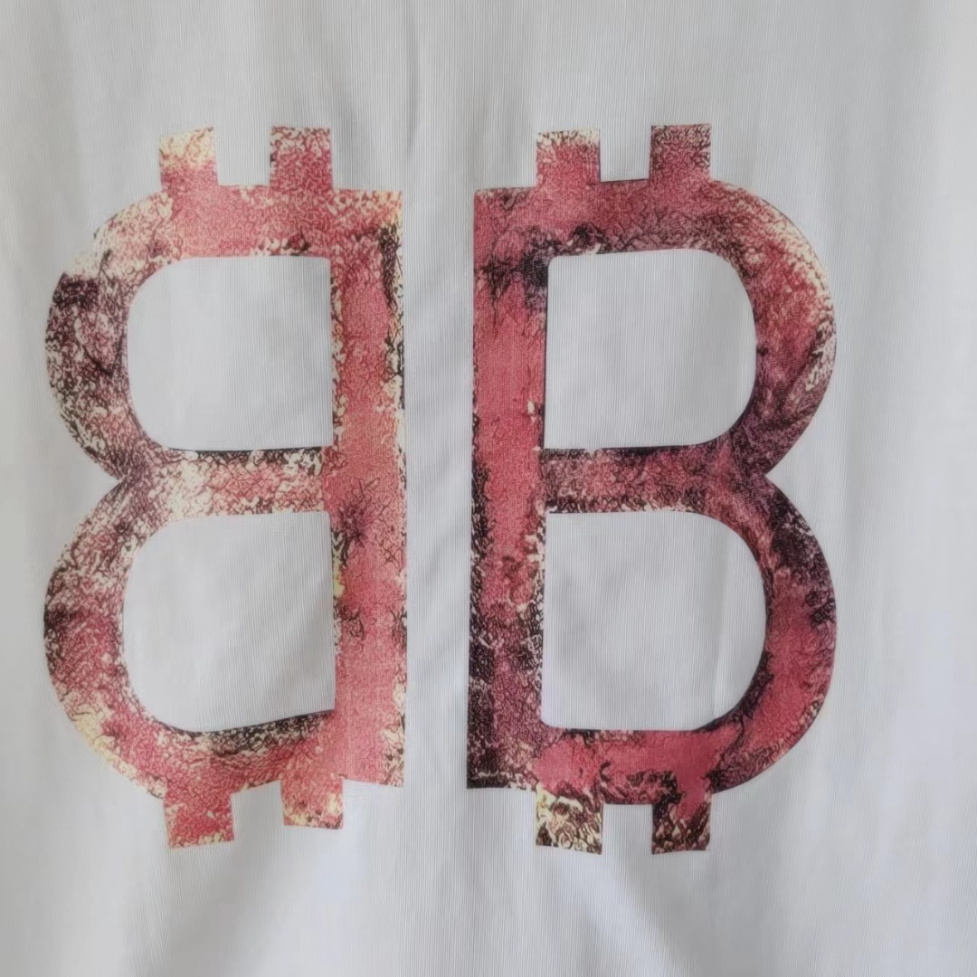 Balenciaga/巴黎世家 23ss 双B前后字母做旧印花短袖