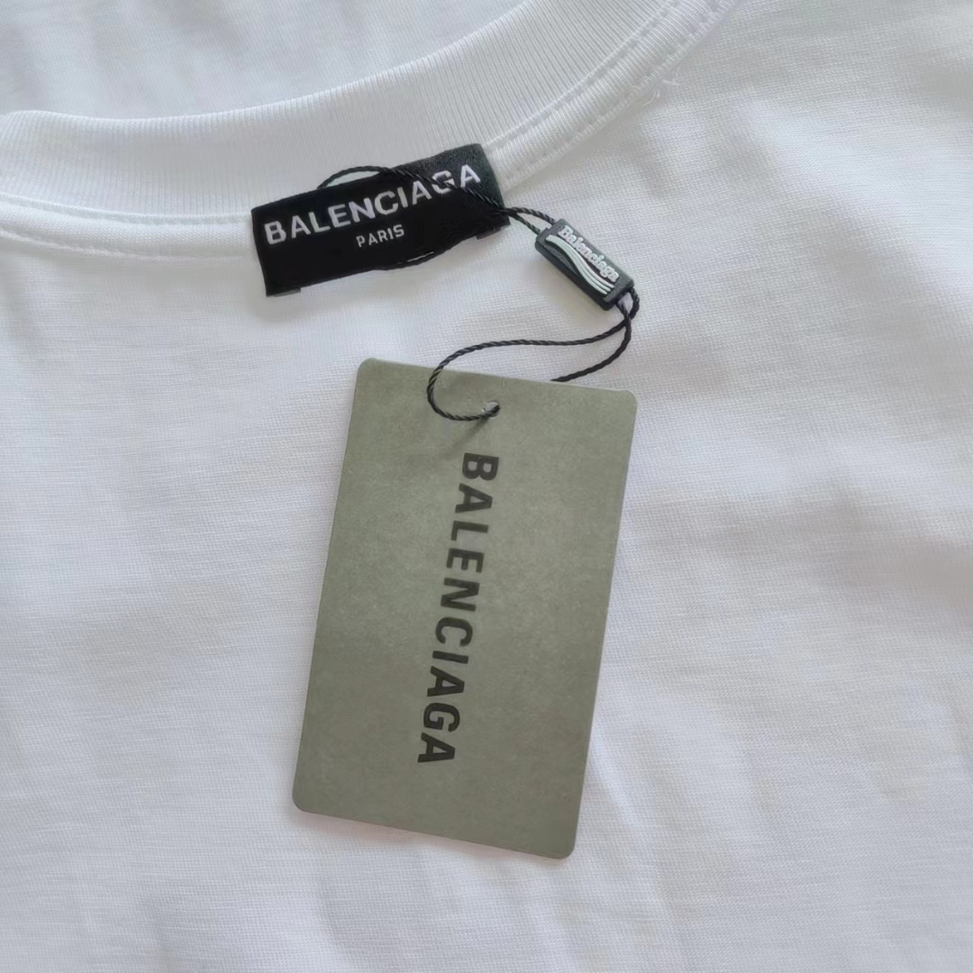 Balenciaga/巴黎世家 23ss 双B前后字母做旧印花短袖