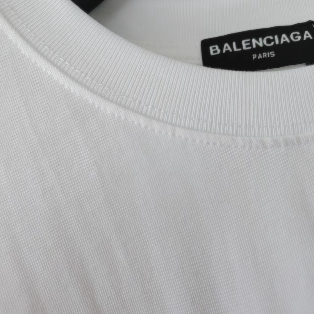 Balenciaga/巴黎世家 23ss 双B前后字母做旧印花短袖