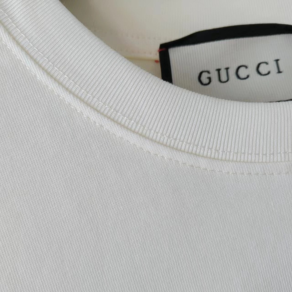 GUCCI 古驰 24ss蓝红条纹印花短袖