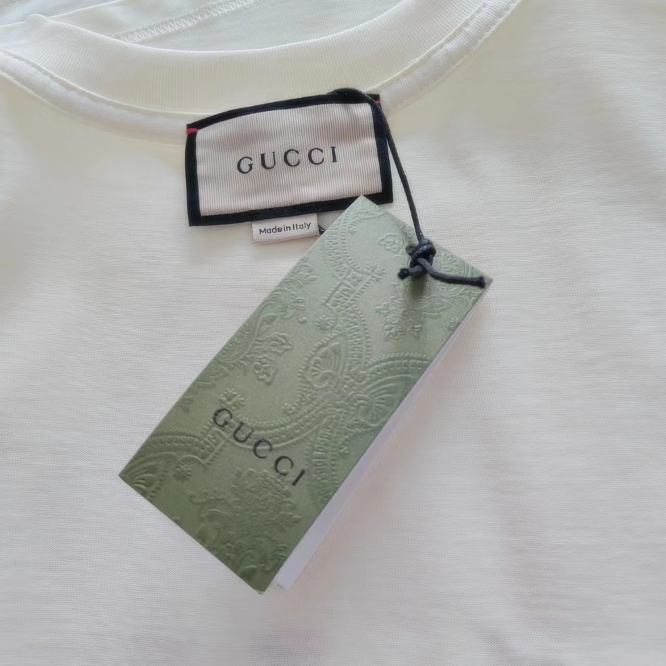 GUCCI/古驰 粉色LOGO刺绣圆领短袖