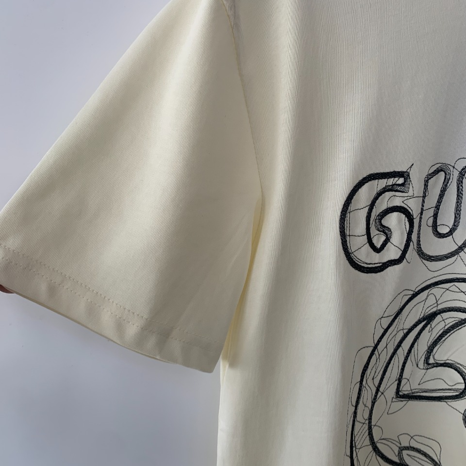Gucci 手绘定制刺绣LOGO圆领短袖