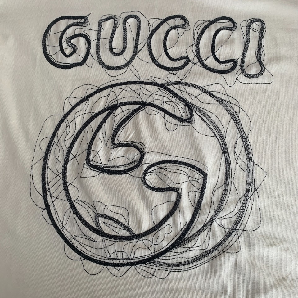 Gucci 手绘定制刺绣LOGO圆领短袖