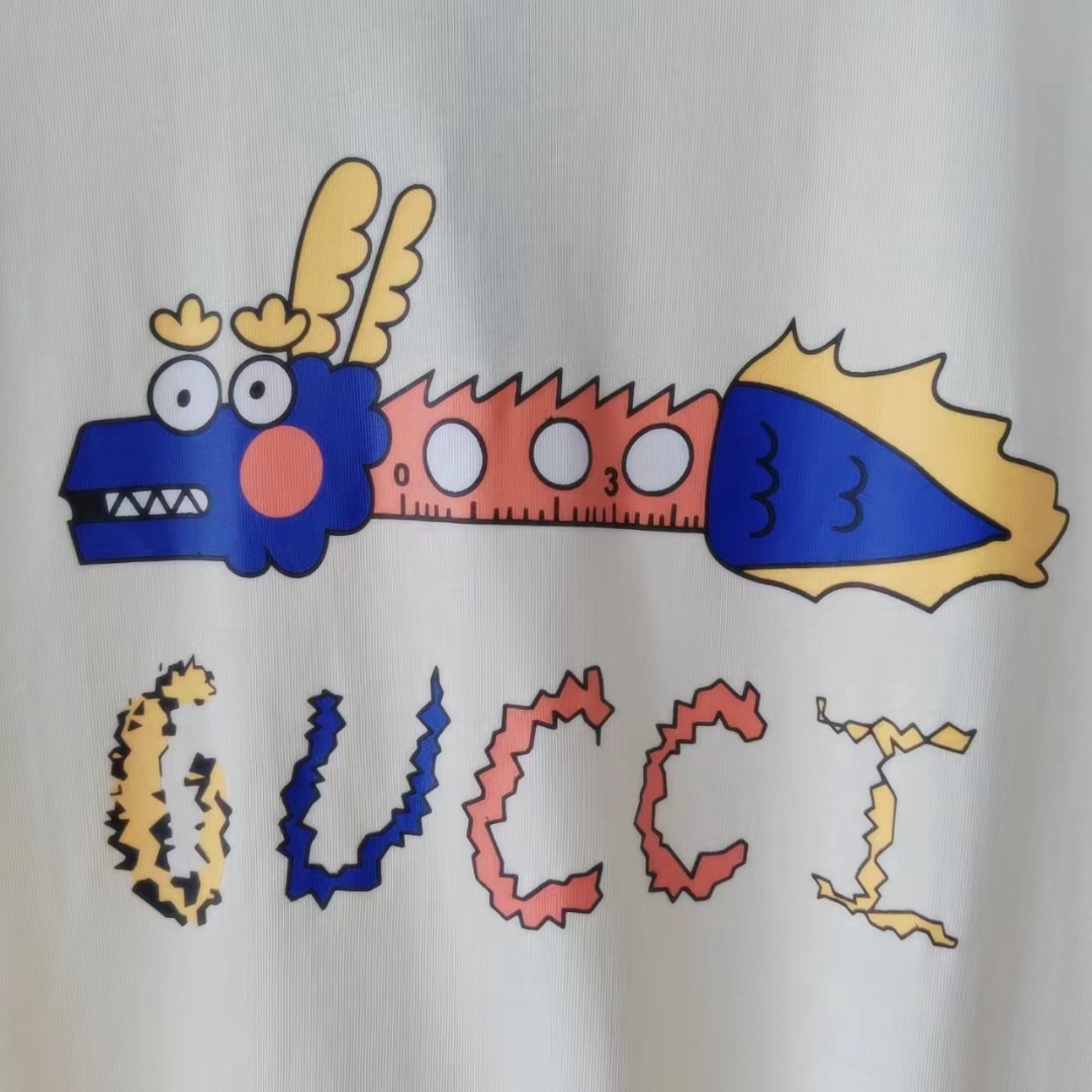 Gucci/古驰 2024早春龙年限定卡通萌宠图案印花T恤