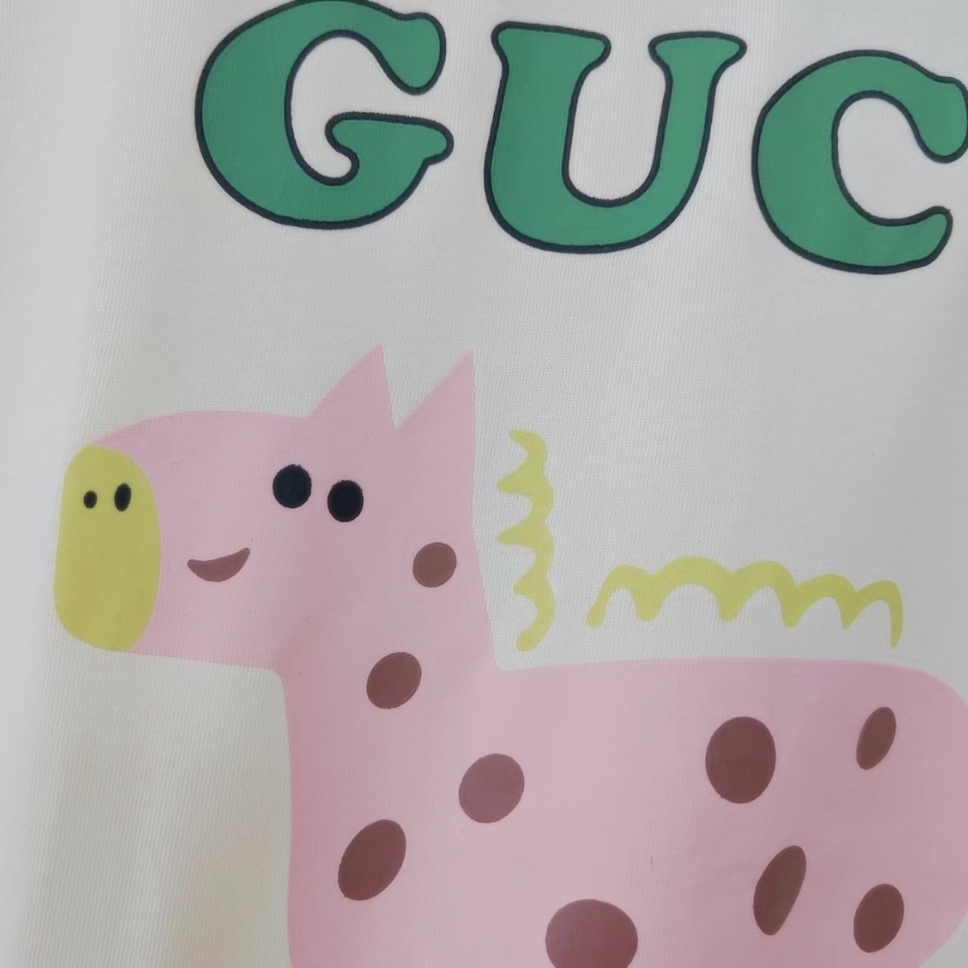 Gucci/古驰 2024早春卡通动物小马印花T恤